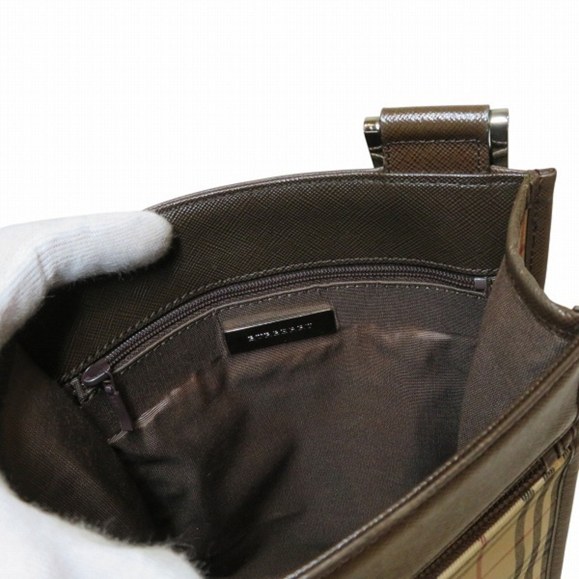 Burberry Canvas Leather Shoulder Bag (Pre-Owned)