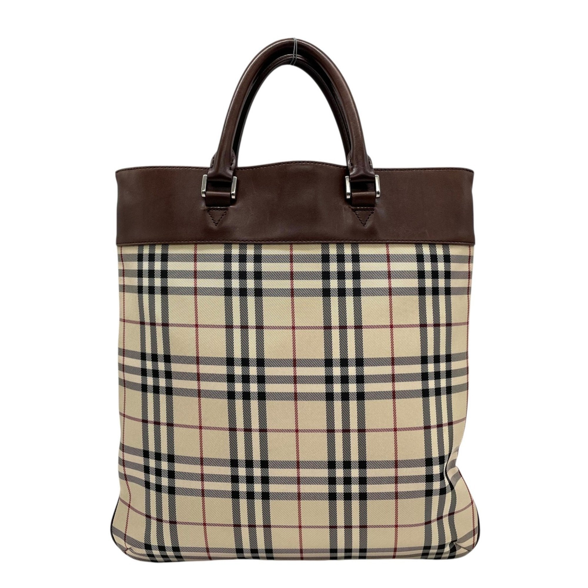 Burberry Canvas Leather Handbag Tote Bag (Pre-Owned)