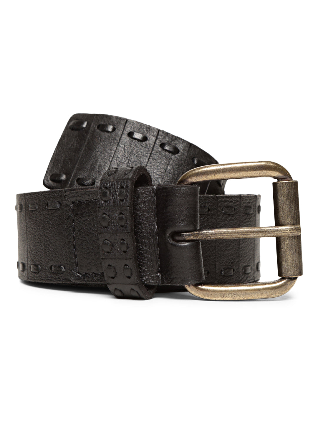 Black Genuine Leather Interlinked Weaving Technique Belt By Art N Vintage