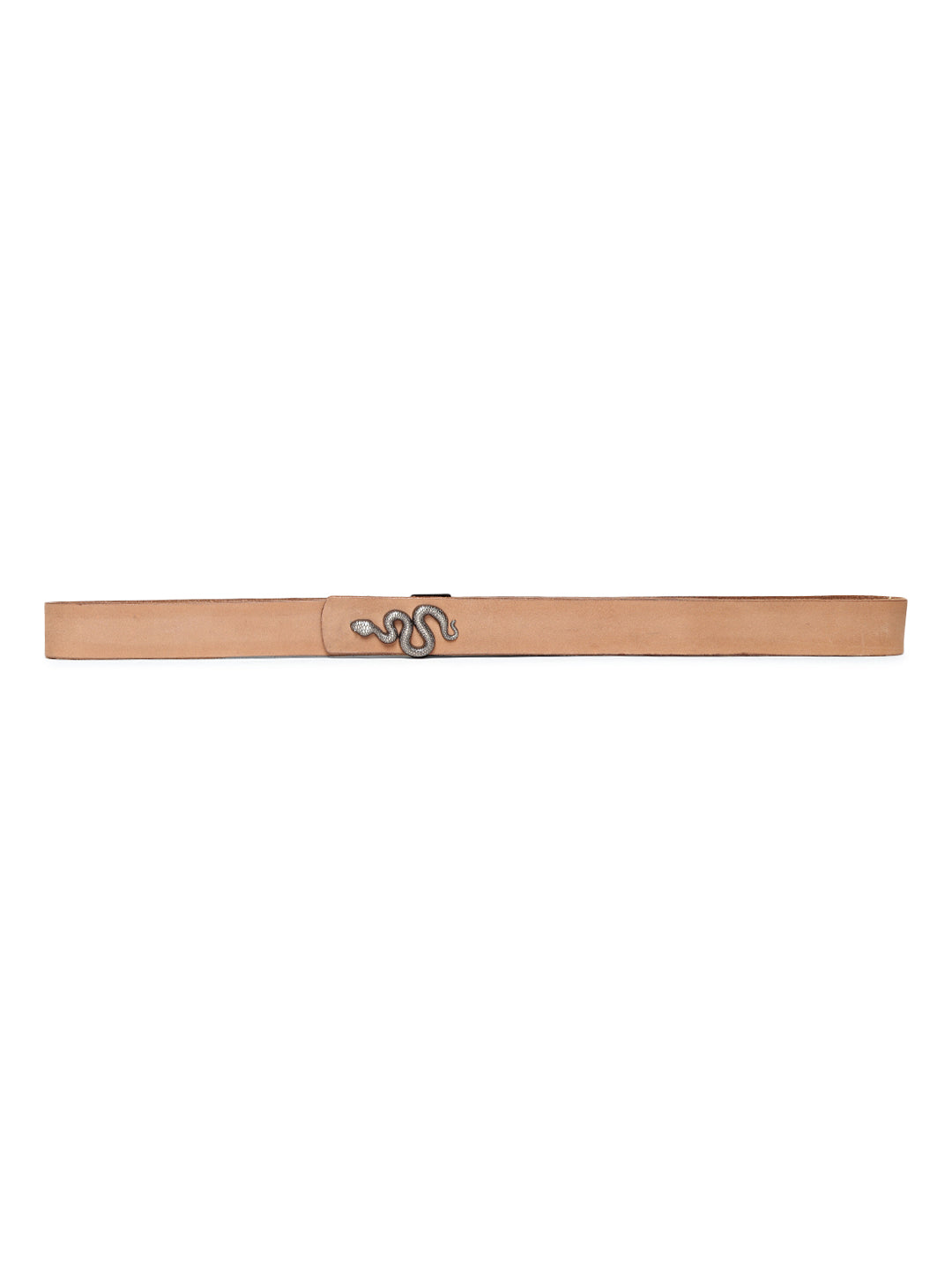 Natural Plain Belt With Snake-shaped Metal Buckle By Art N Vintage