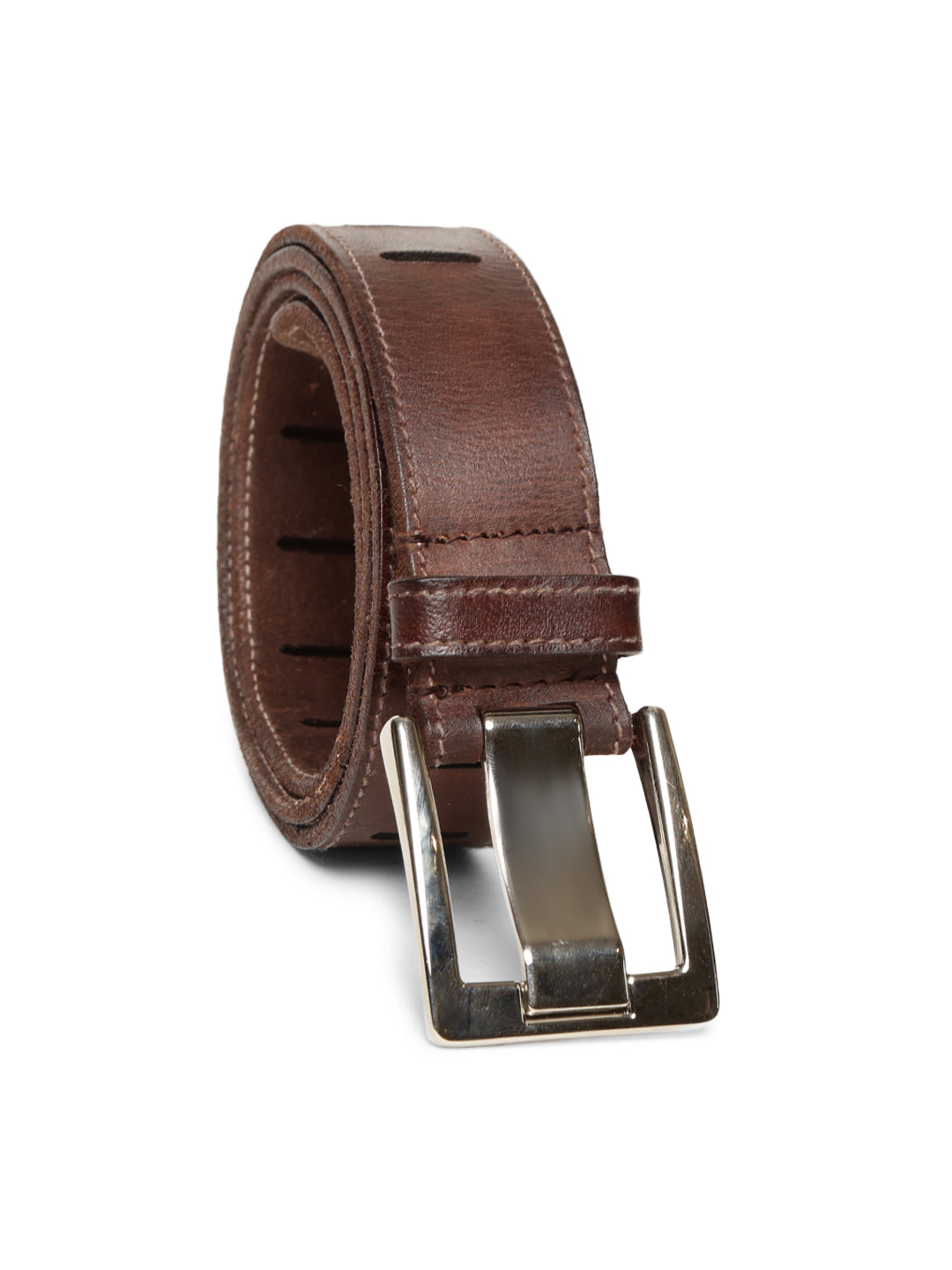 Brown Leather Laser-Cut Design Men's Belt by Art N Vintage