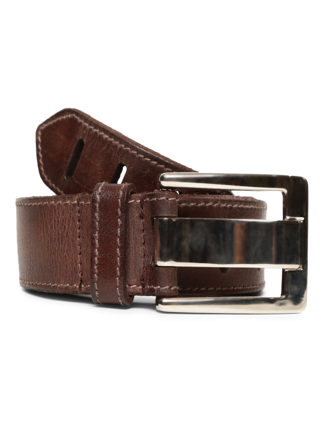 Brown Leather Laser-Cut Design Men's Belt by Art N Vintage