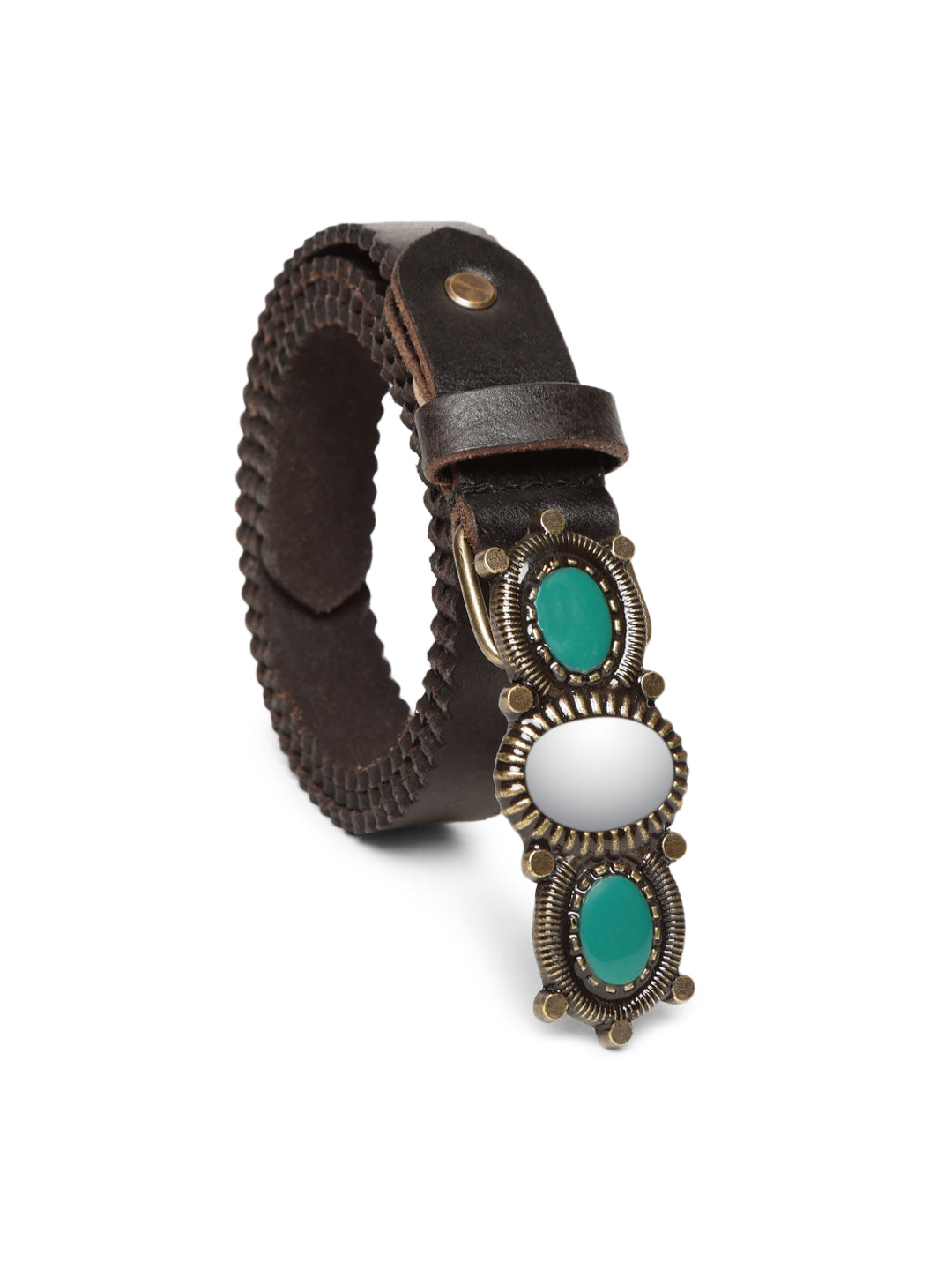 Black Women Embellished Leather Belt by Art N Vintage