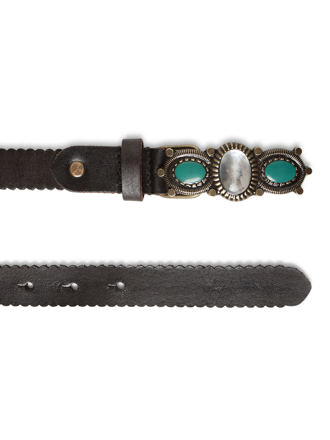 Black Women Embellished Leather Belt by Art N Vintage
