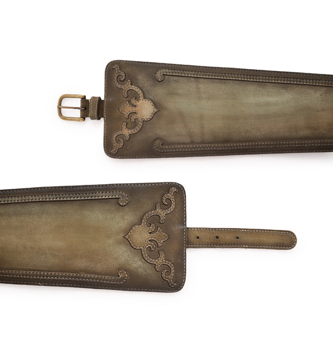 Olive Womens Genuine Leather Belt by Art N Vintage