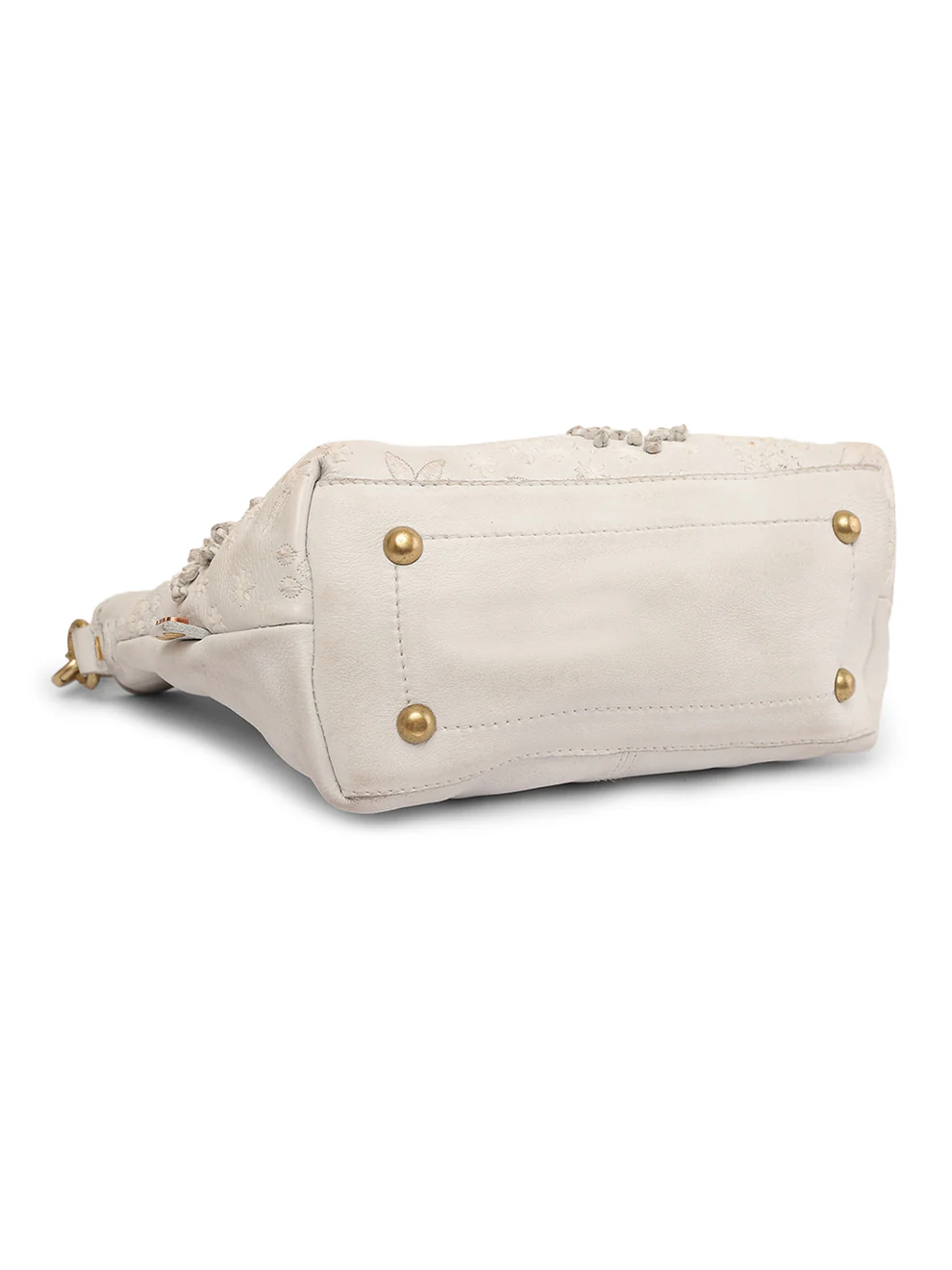 Floral Bliss: L.Green Leather Mini Tote bag with Flower Embroidery