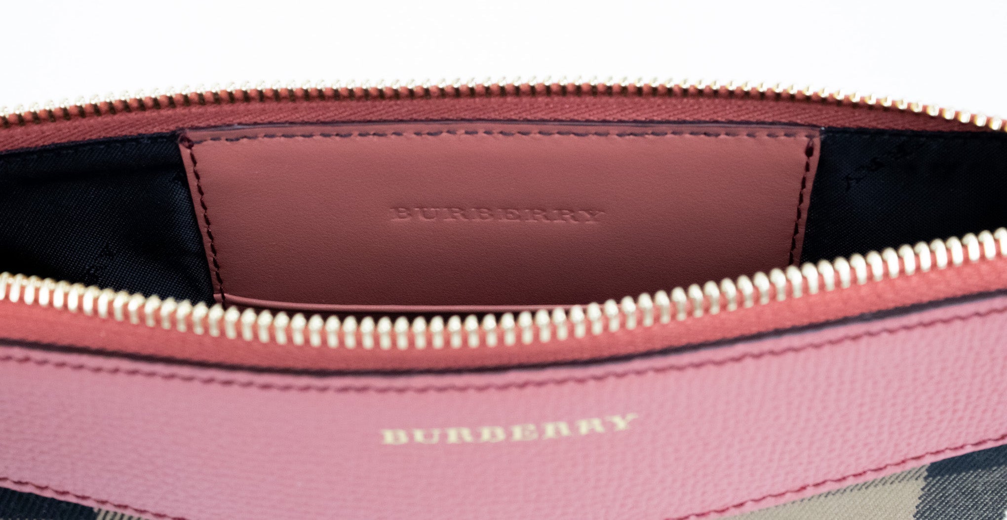 Burberry Peyton House Check Derby Cinnamon Grain Leather Pouch Crossbody Women's Bag