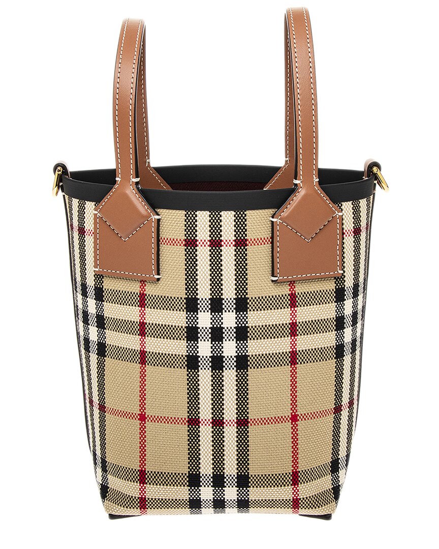 Burberry London Mini Check Canvas & Leather Tote