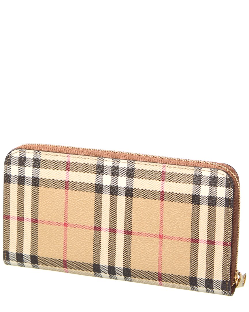 Burberry Check E-Canvas Zip Around Wallet
