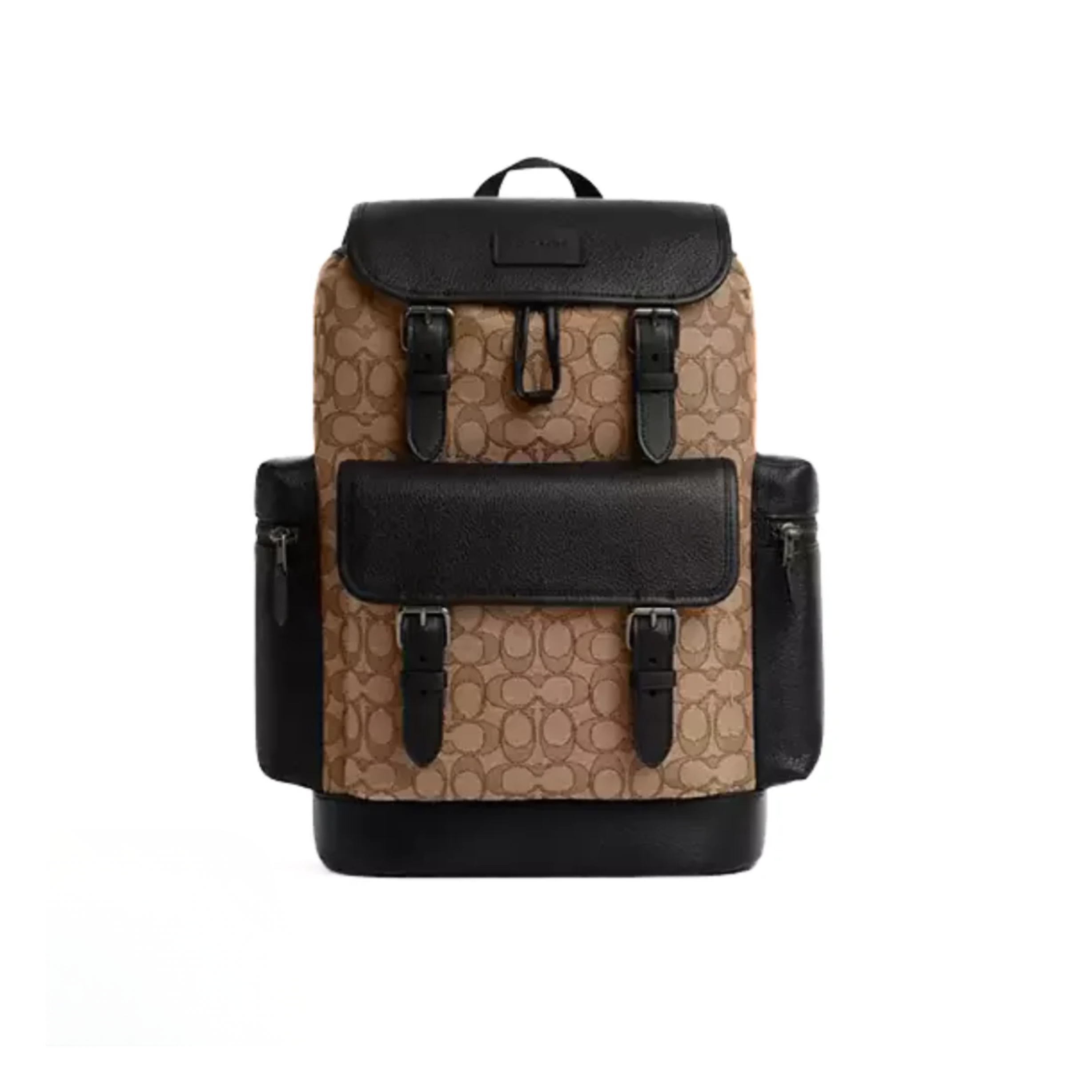 Coach Sprint Backpack In Signature Jacquard Gunmetal Tan Black