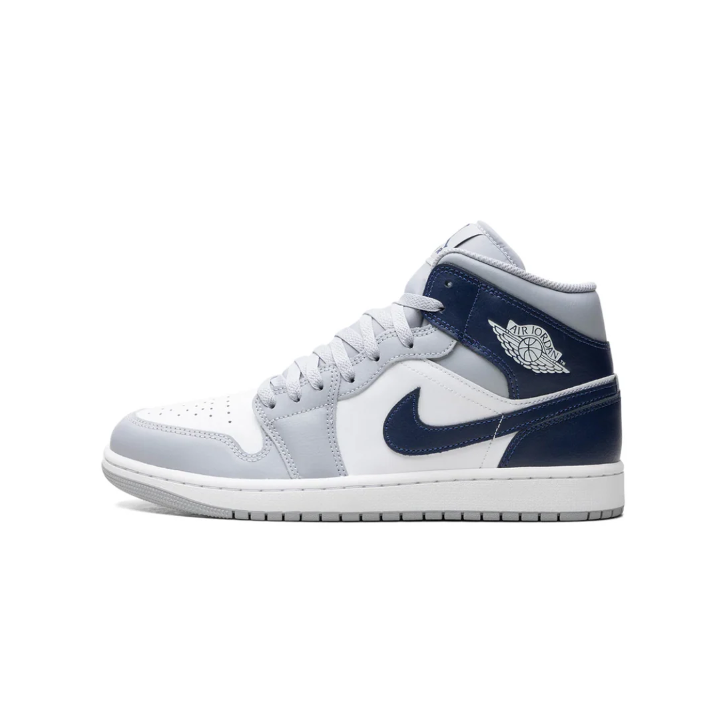 NIKE Air Jordan 1 Mid Wolf Grey Midnight Navy