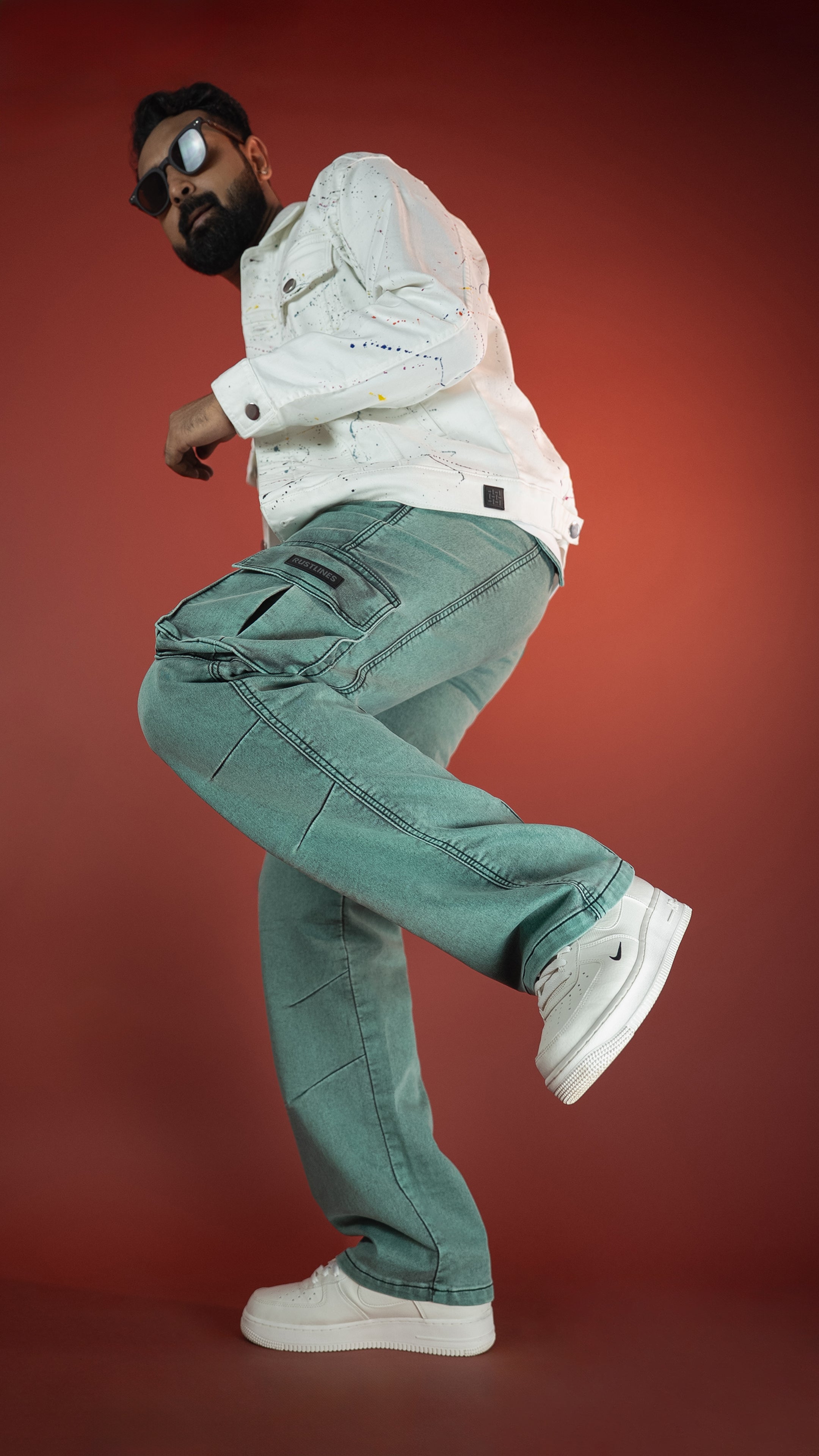 GREEN DENIM MEN'S CARGO