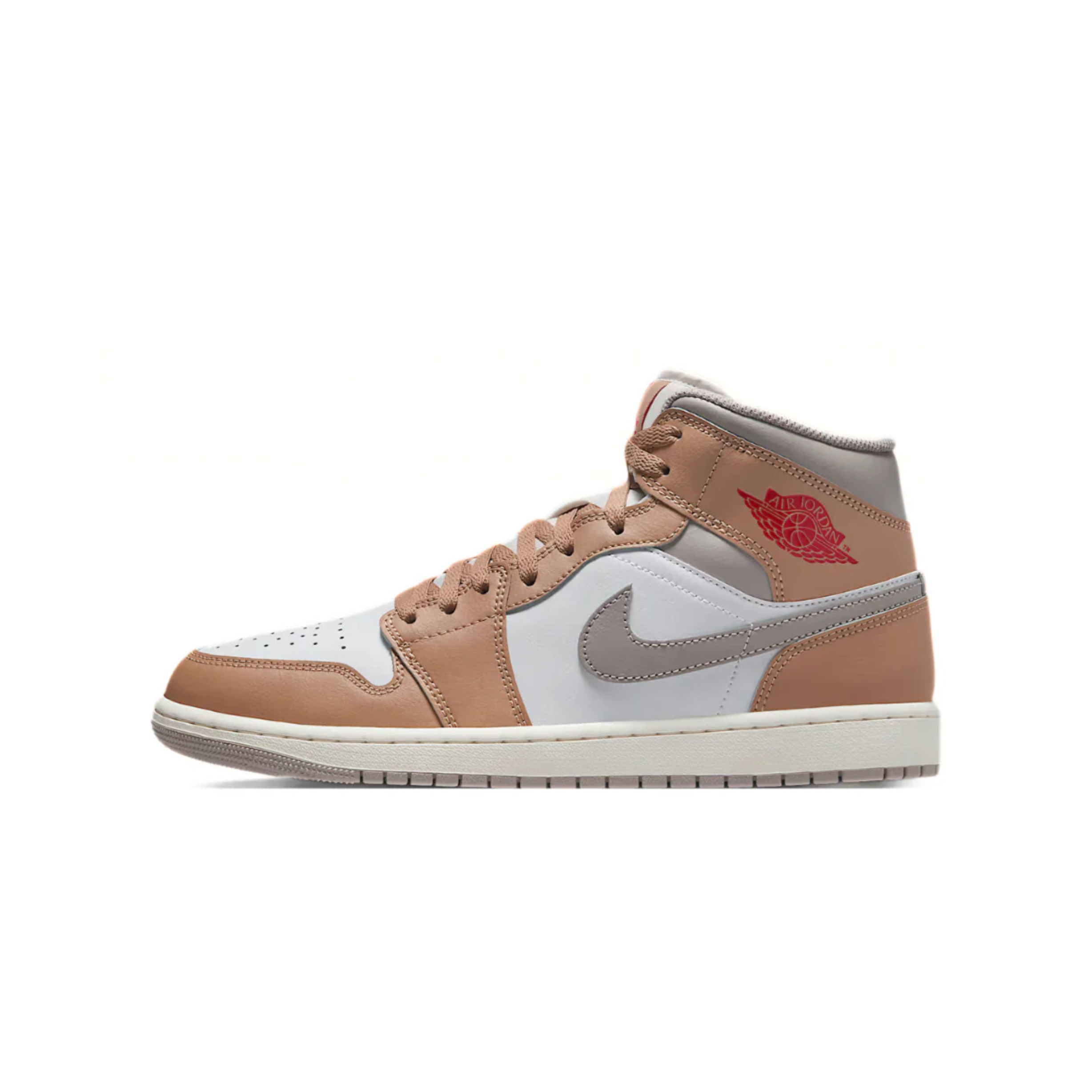 NIKE Air Jordan 1 Mid Rattan White College Grey