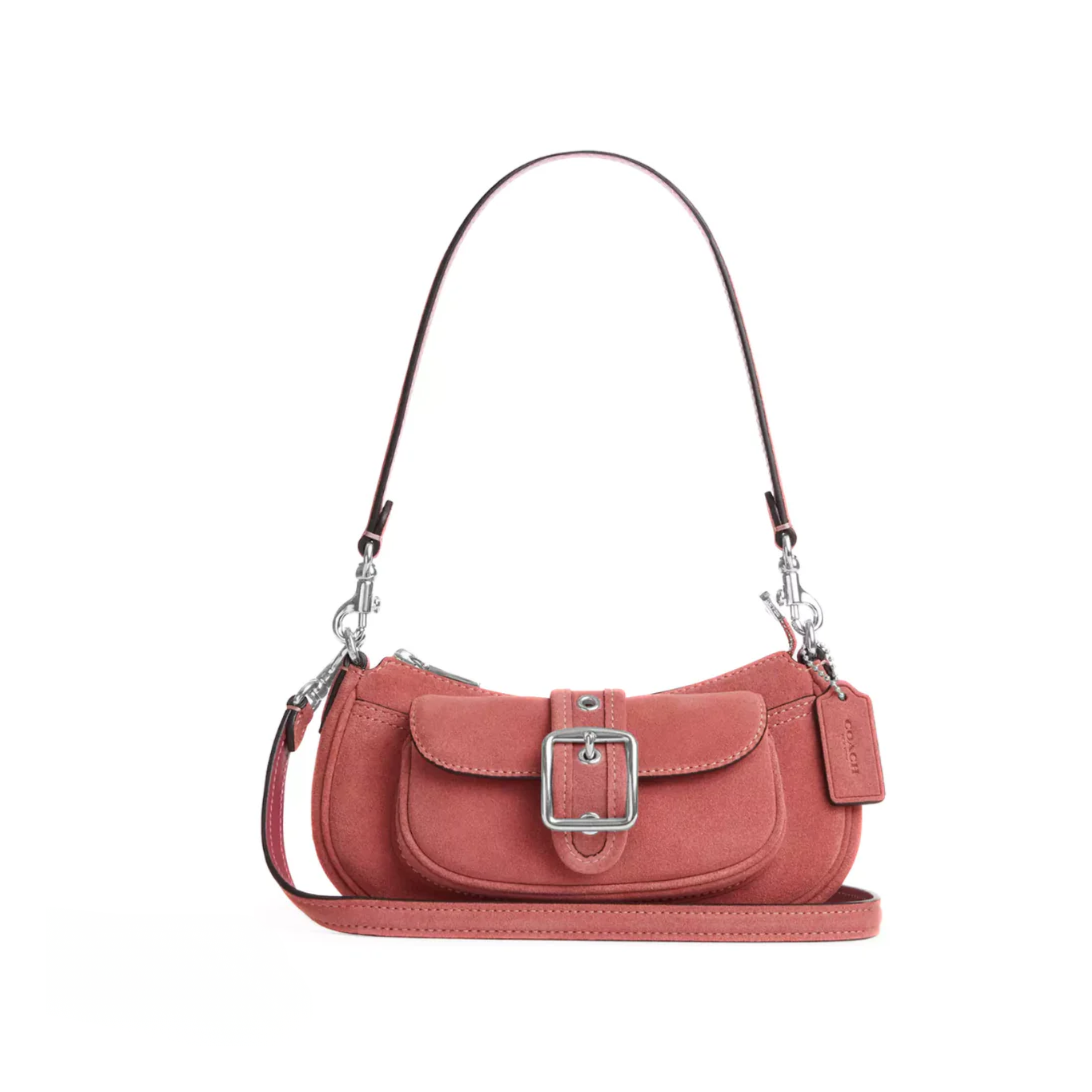 Coach Ashton Mini Shoulder Bag suede Silver Pink