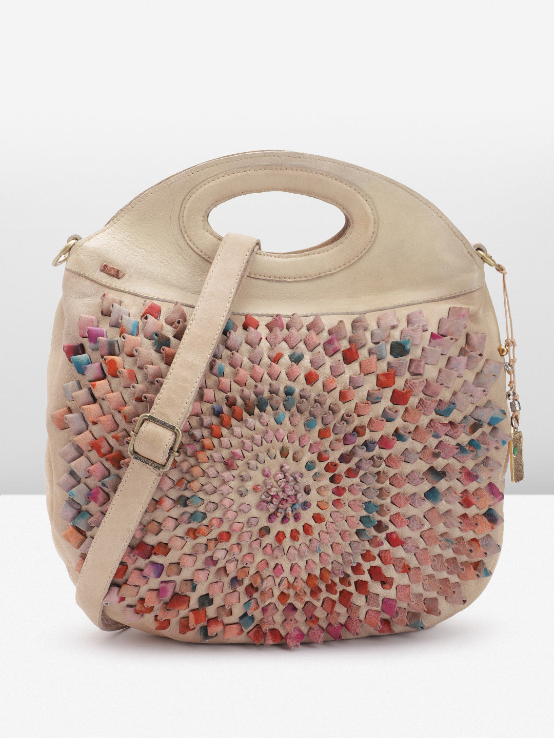 Art N Vintage Glory: Beige Leather Crossbody & handbag