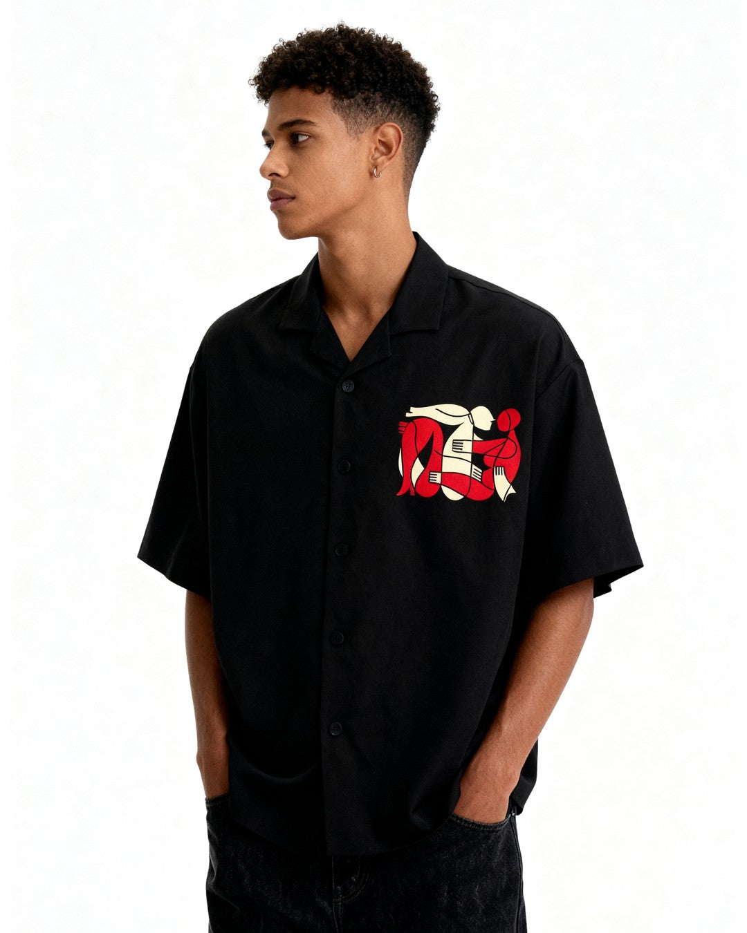 The Abstract Figure Shirt - Black - Evrhood oversized shirt