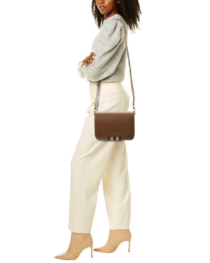 Burberry Check Canvas & Leather Shoulder Bag