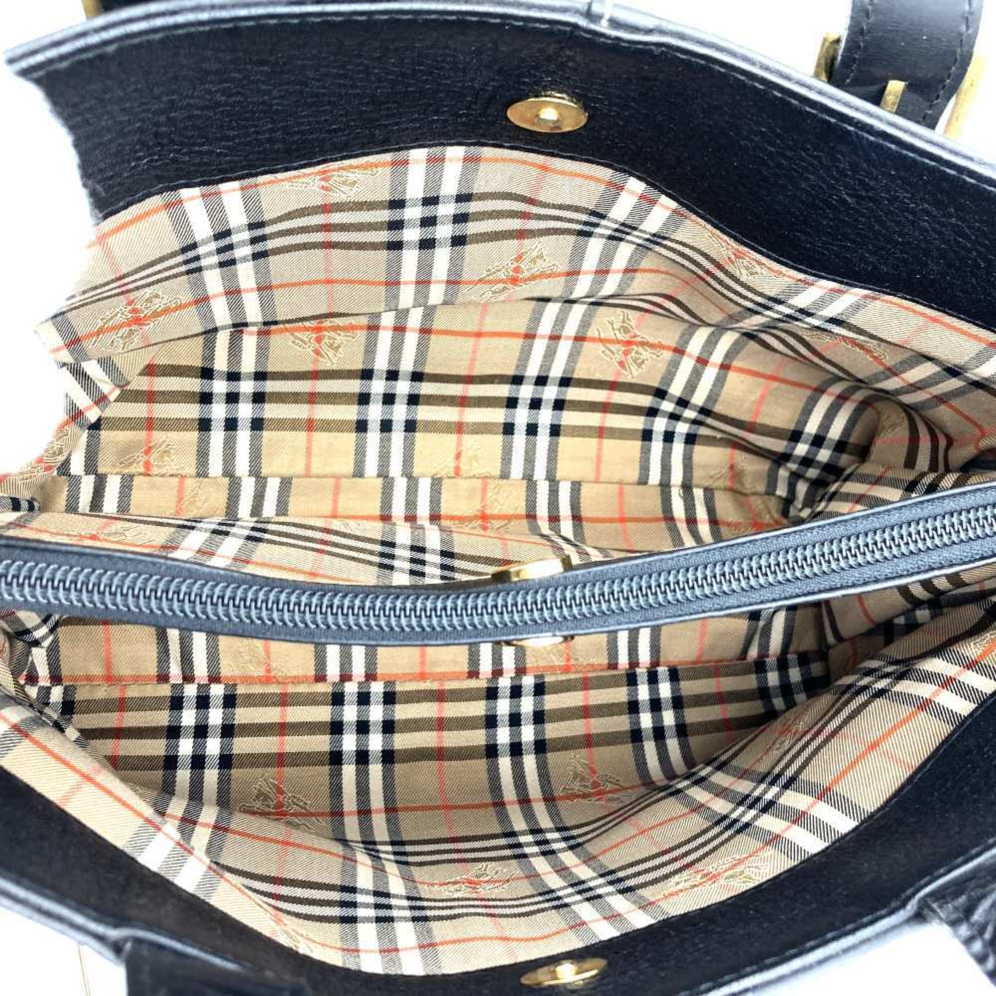 Burberry Leather Handbag Tote Bag (Pre-Owned)