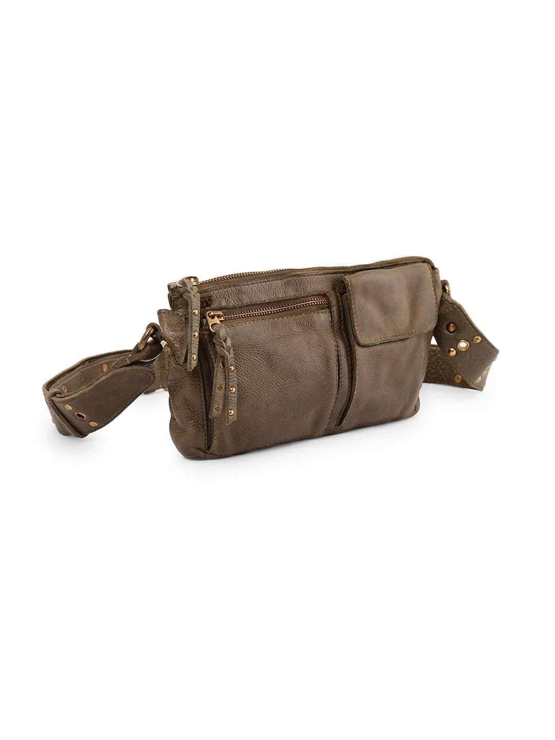 URBAN VOYAGER: OLIVE CROSSOVER SLING BAG BY ART N VINTAGE
