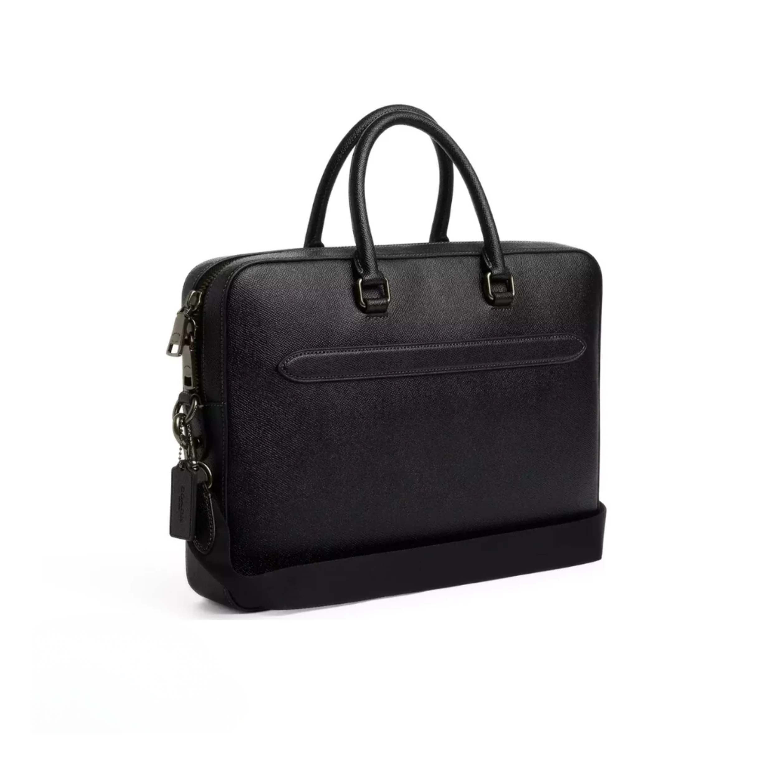 Coach Ethan Slim Brief In crossgrain leather Gunmetal Black
