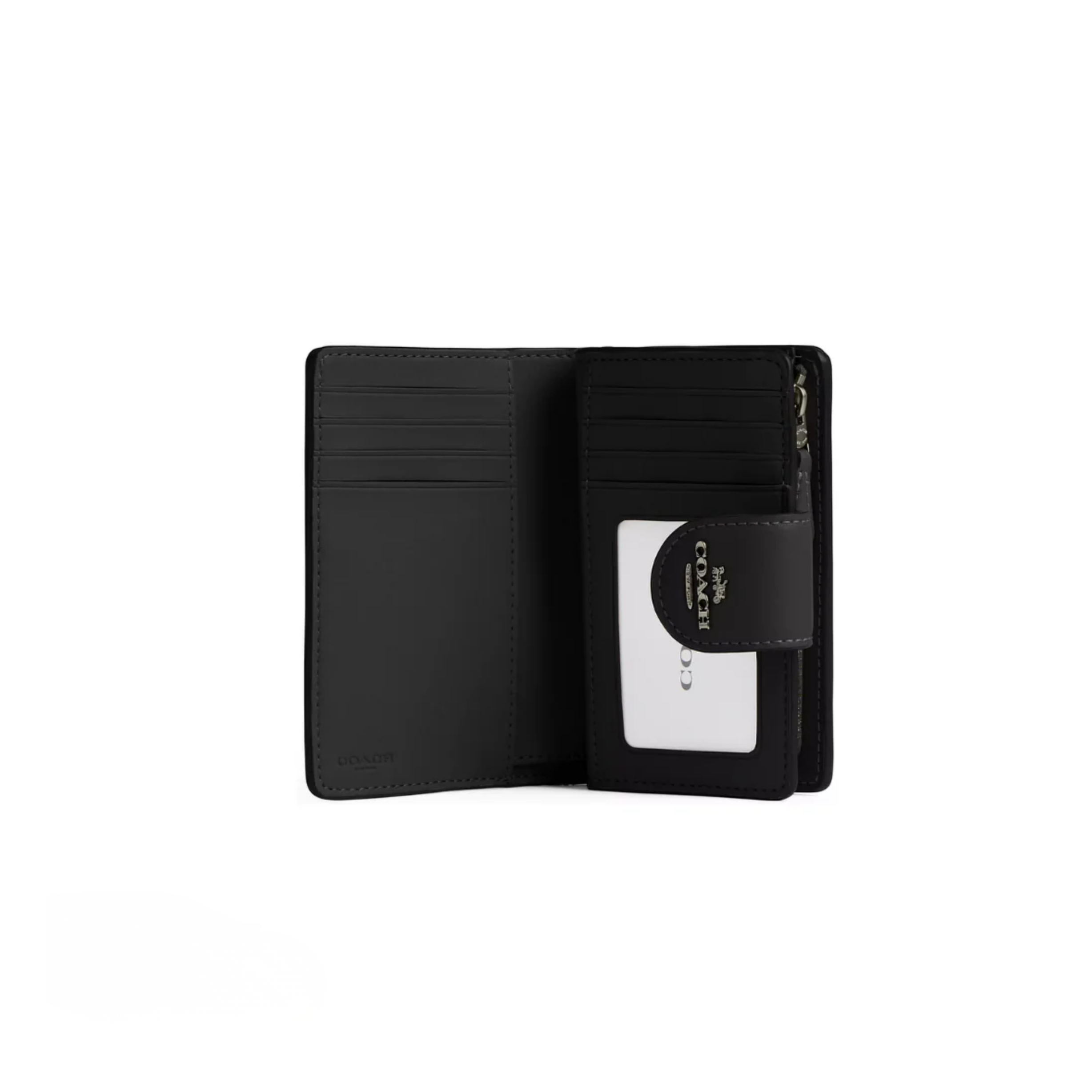 Coach Medium Corner Zip Wallet In Signature Canvas Gunmetal Charcoal Black