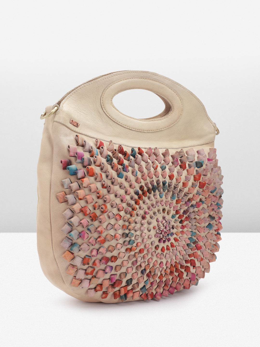 Art N Vintage Glory: Beige Leather Crossbody & handbag
