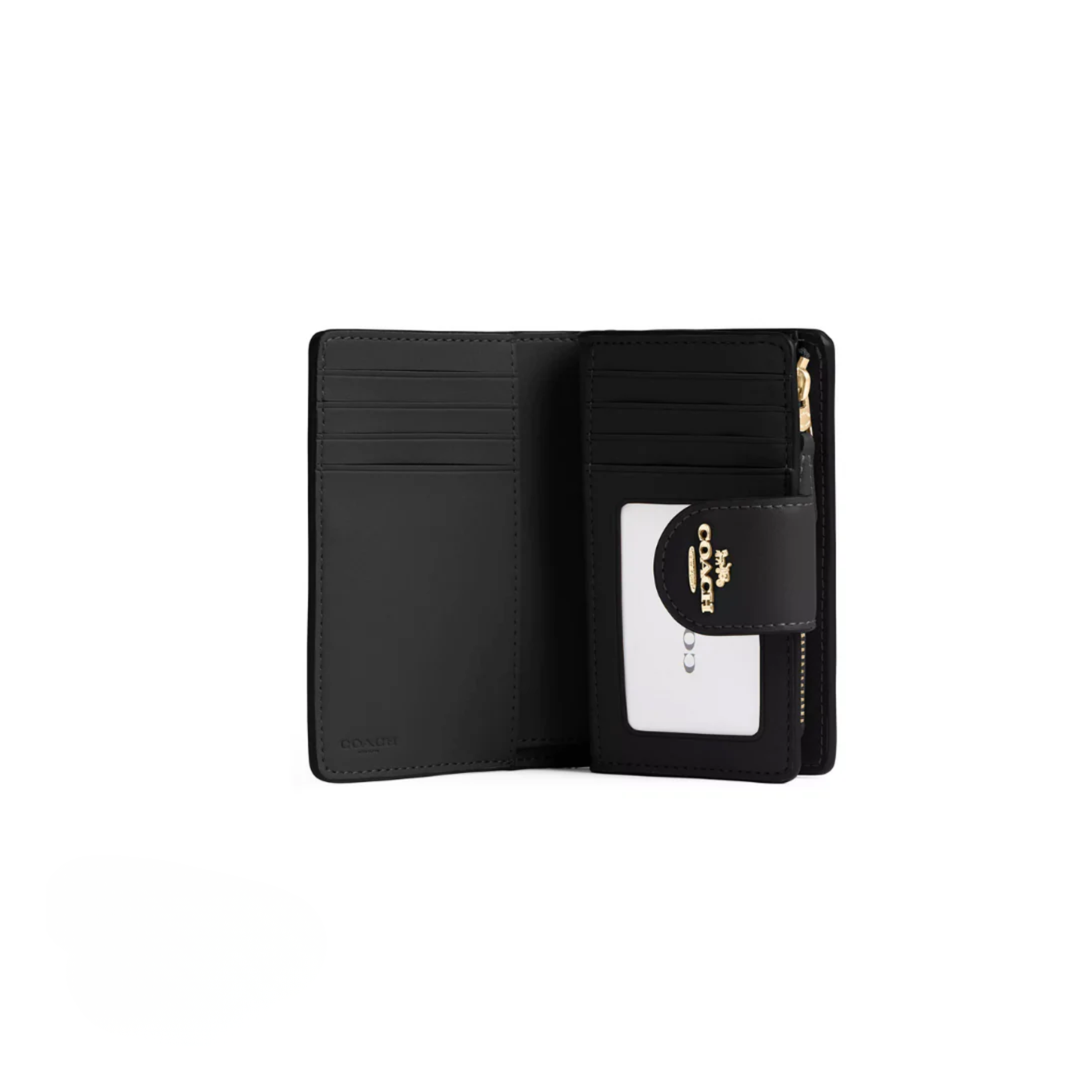 Coach Medium Corner Zip Wallet In Signature Canvas Gold Walnut Black