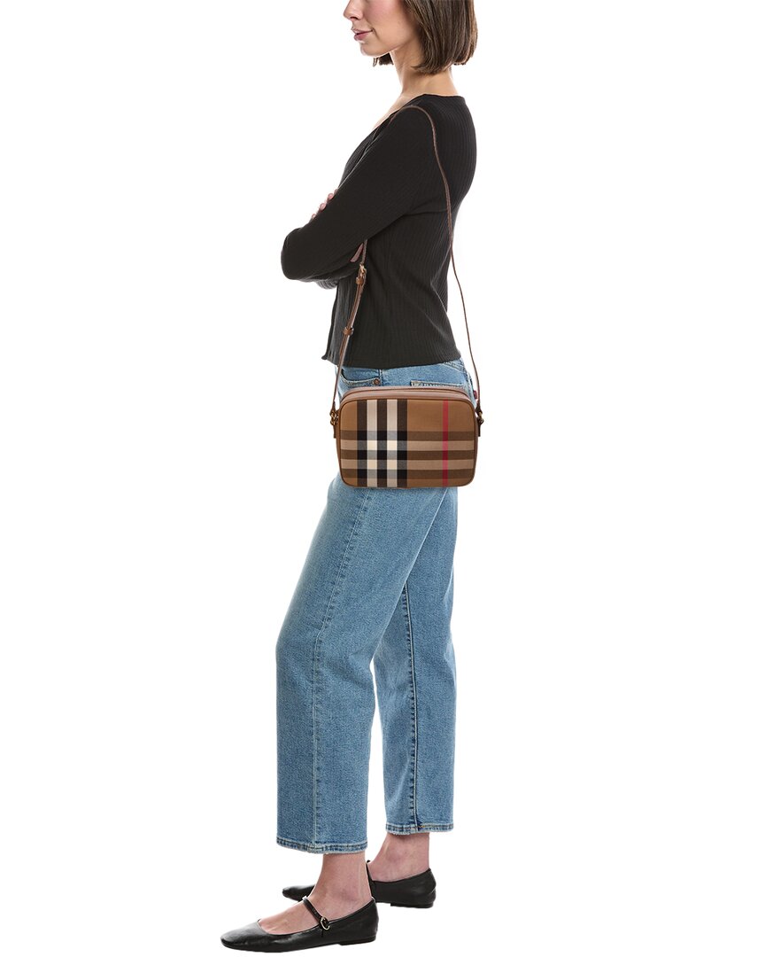 Burberry Check Canvas & Leather Camera Bag