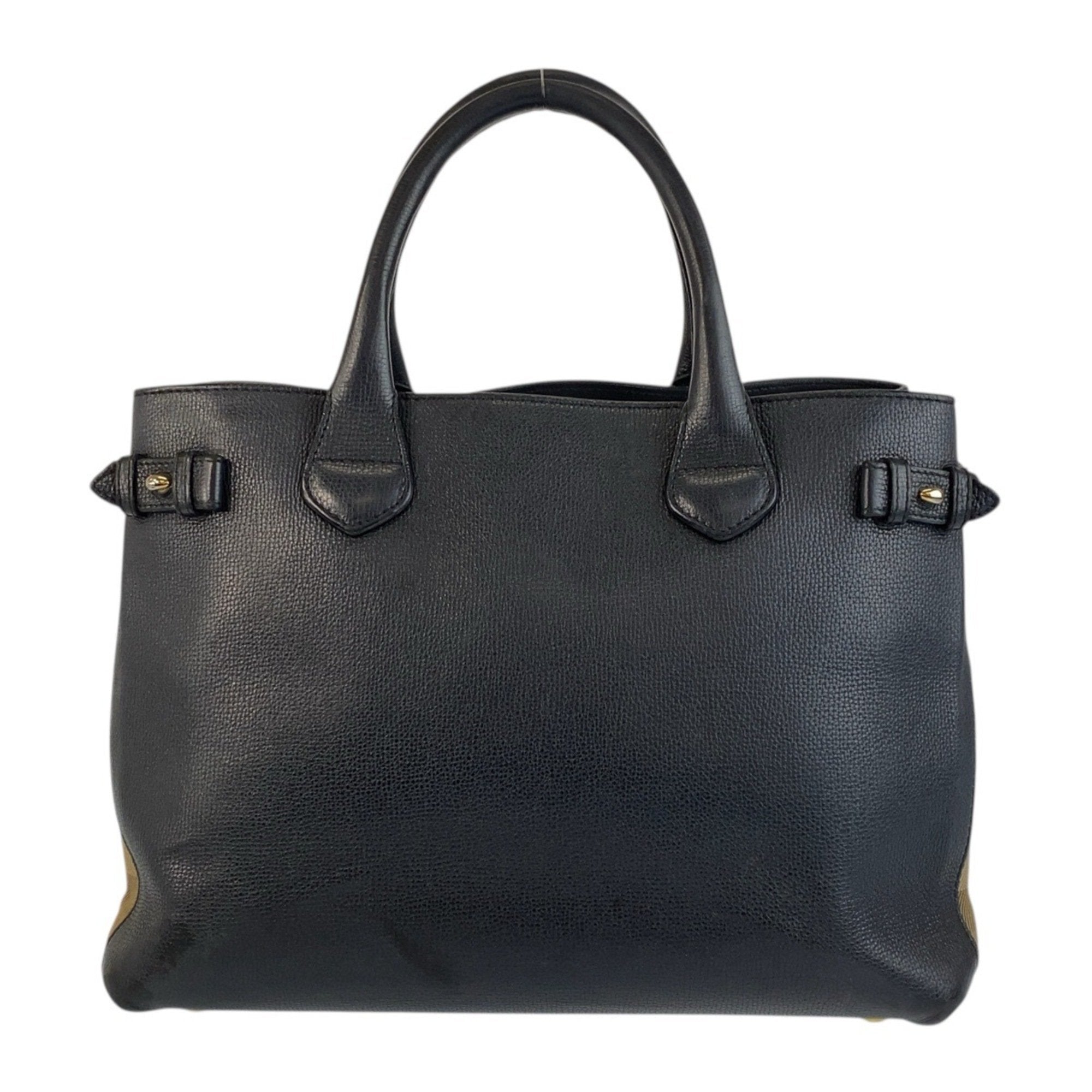 Burberry Leather Canvas Shoulder Bag Tote Bag (Pre-Owned)