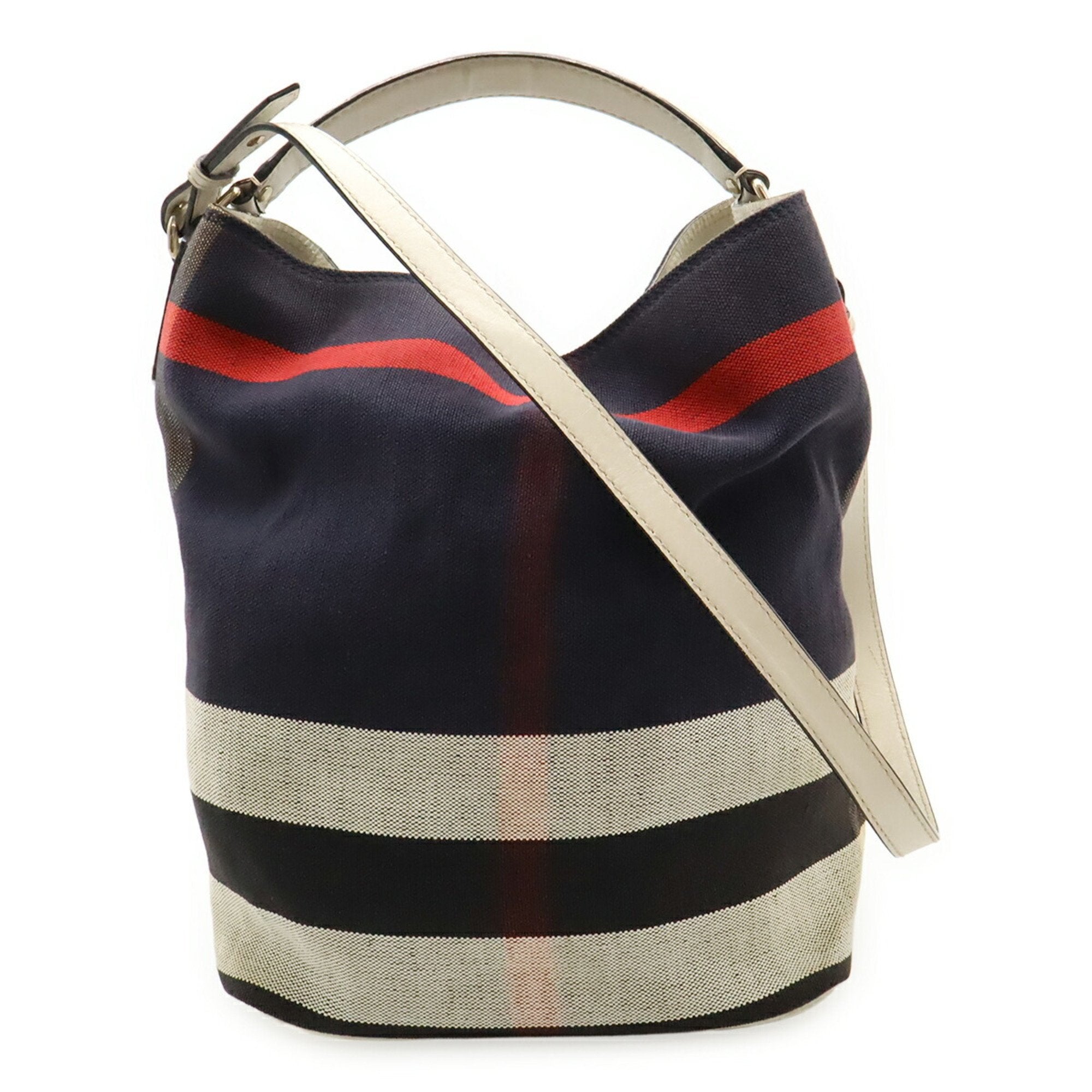 Burberry Color Canvas Leather Shoulder Bag Tote Bag (Pre-Owned)