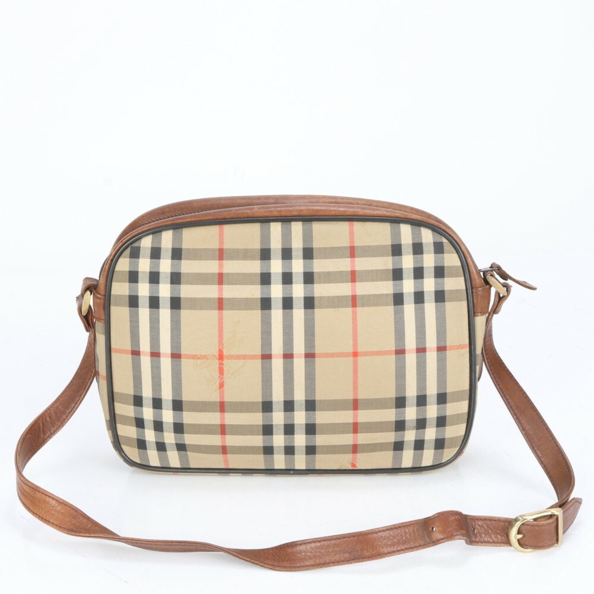 Burberry Leather Canvas Shoulder Bag Tote Bag (Pre-Owned)