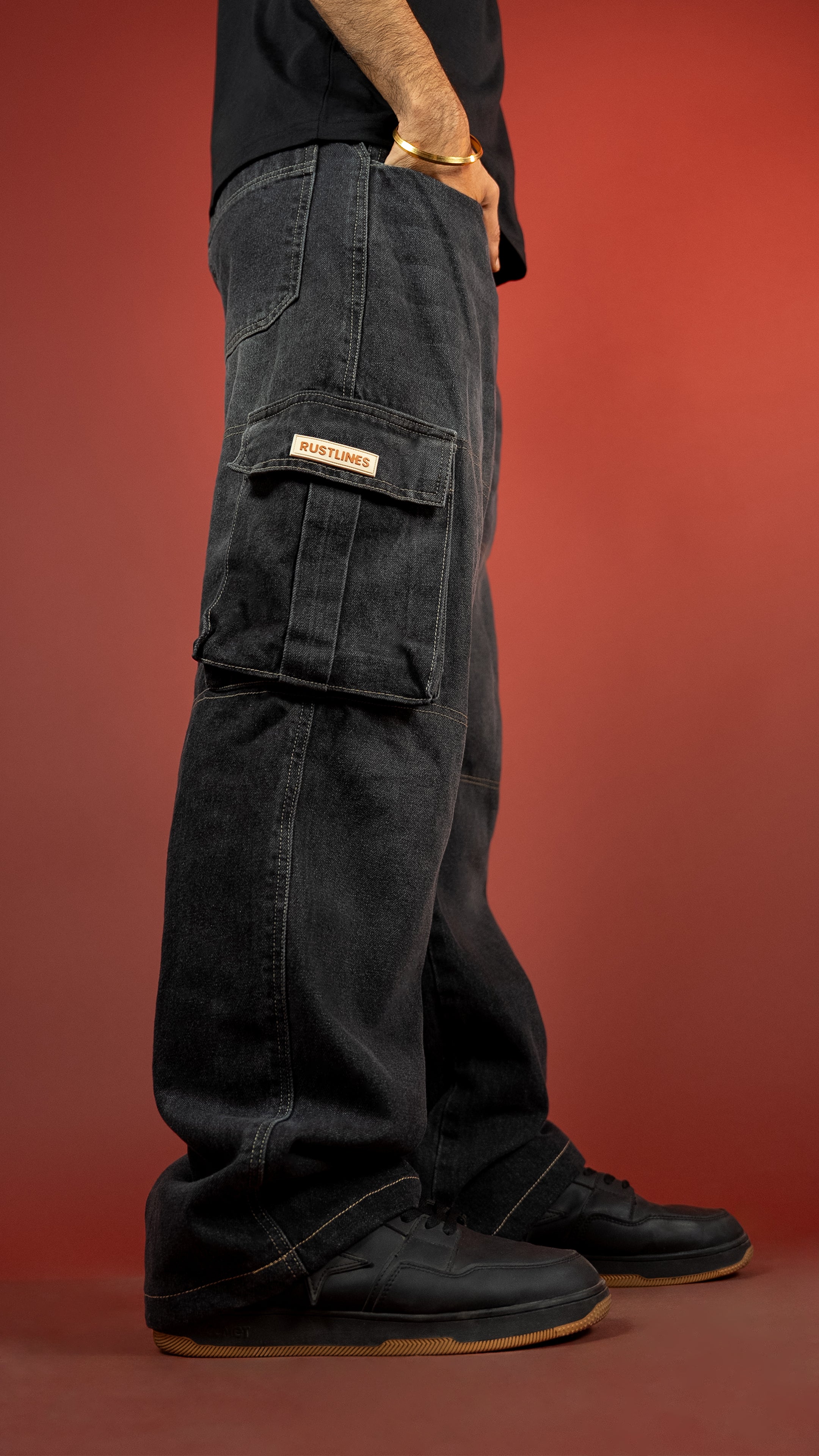 BLACK DENIM MEN'S CARGO