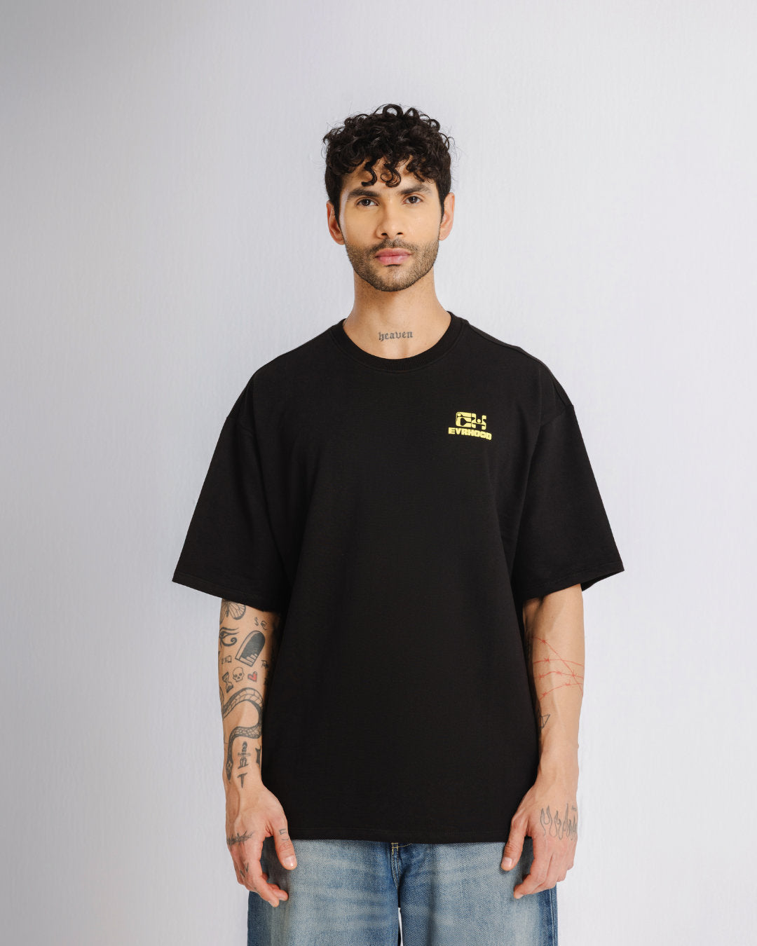 The Overthinker - Black - Evrhood oversized typographic t-shirt