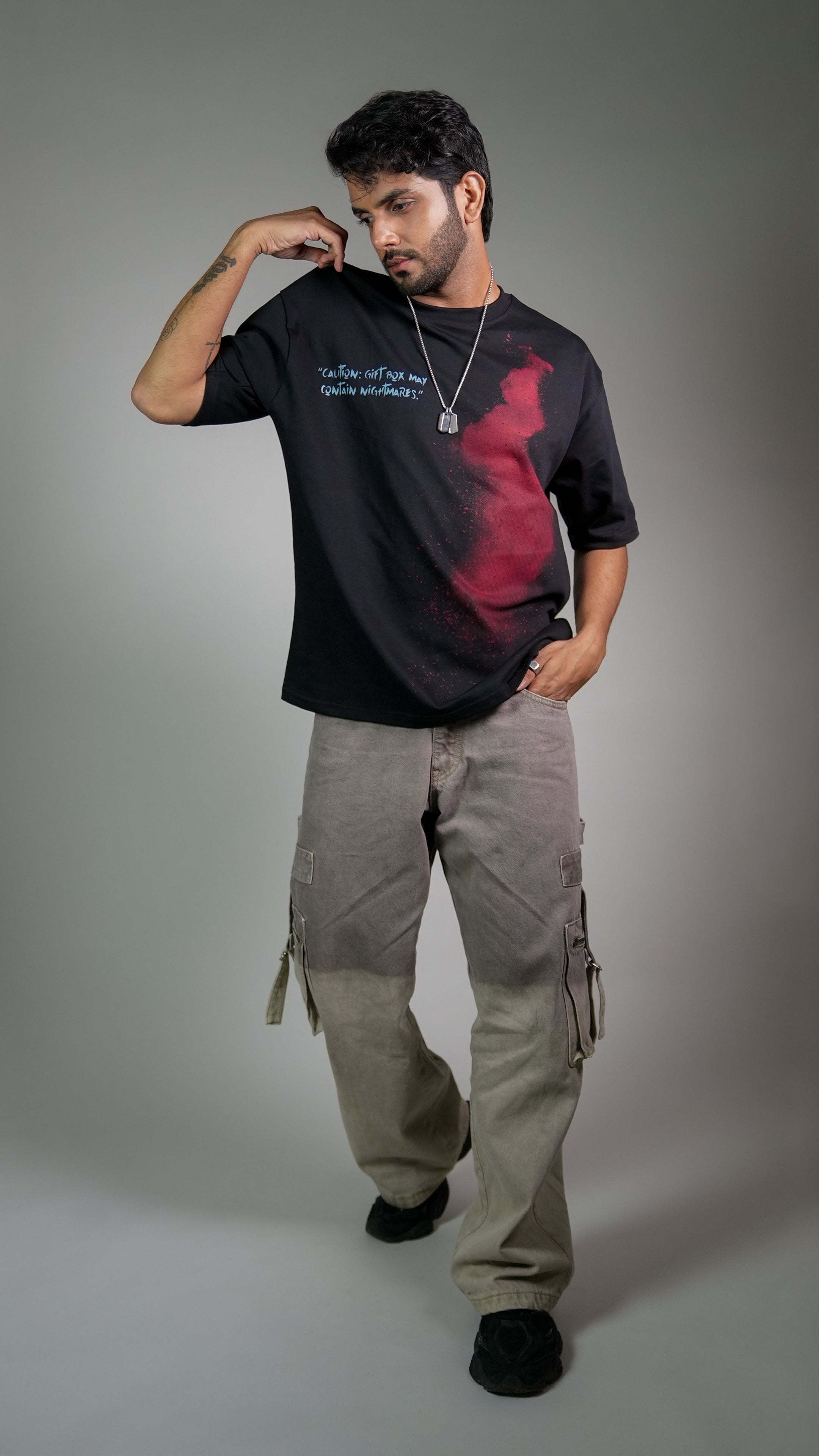 DARK SECRET BLACK MEN’S OVERSIZED T-SHIRT