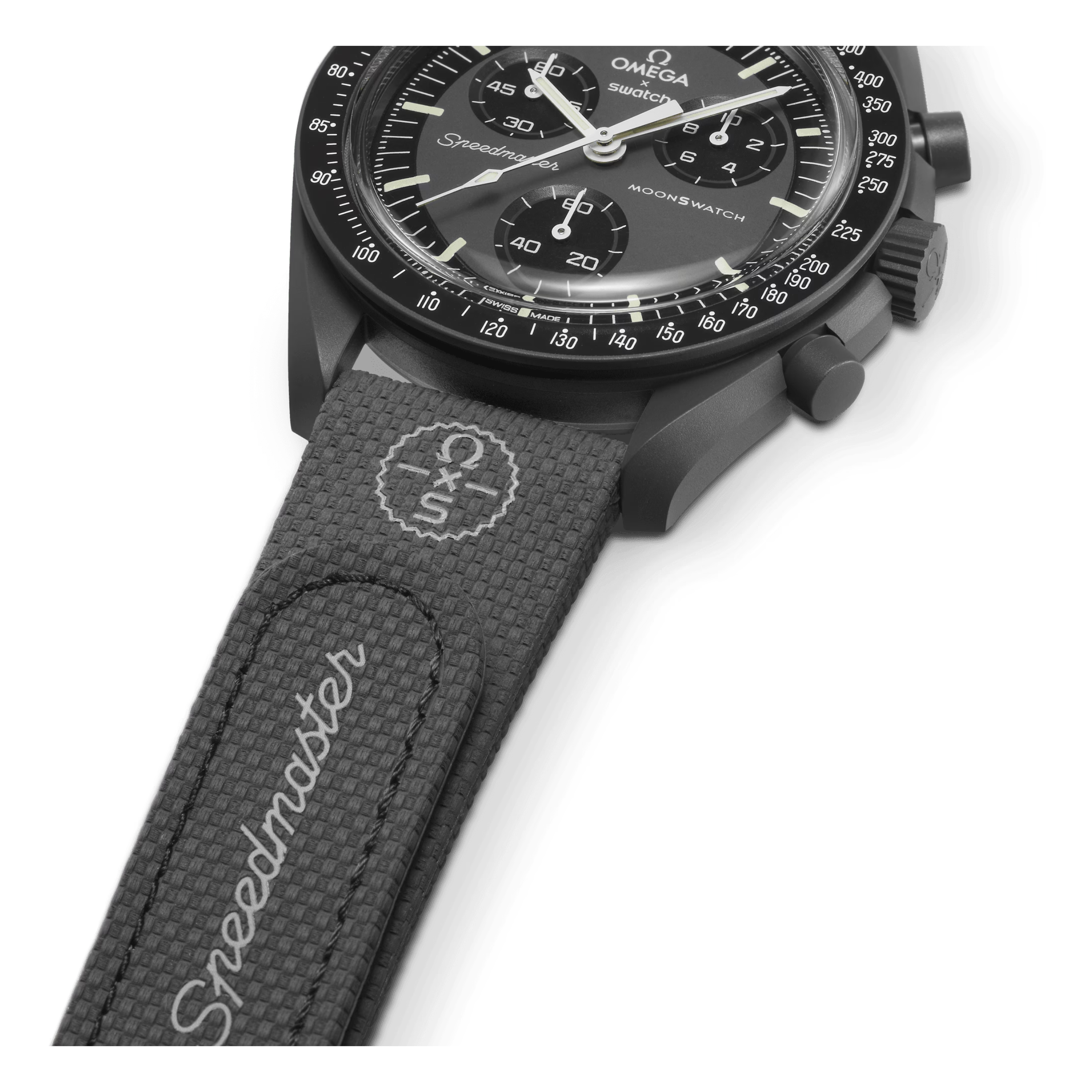SWATCH X OMEGA BIOCERAMIC MOONSWATCH DARK GREY BLACK STRAPS