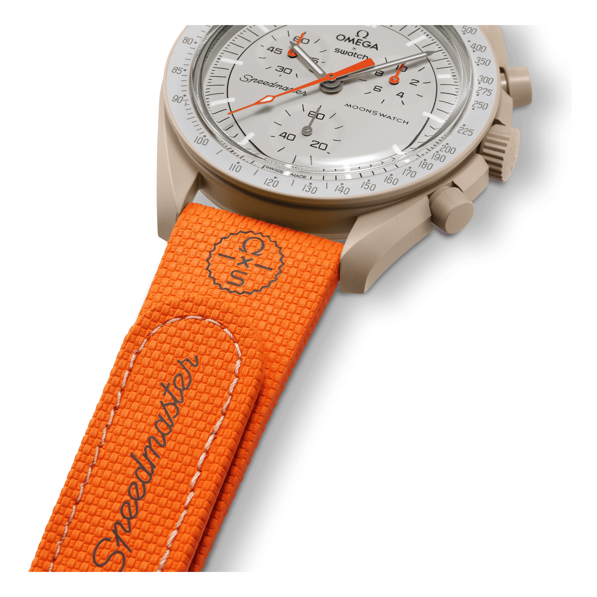 SWATCH X OMEGA BIOCERAMIC MOONSWATCH ORANGE SAND STRAPS