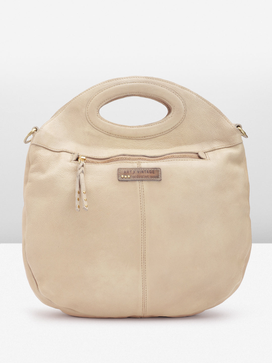 Art N Vintage Glory: Beige Leather Crossbody & handbag