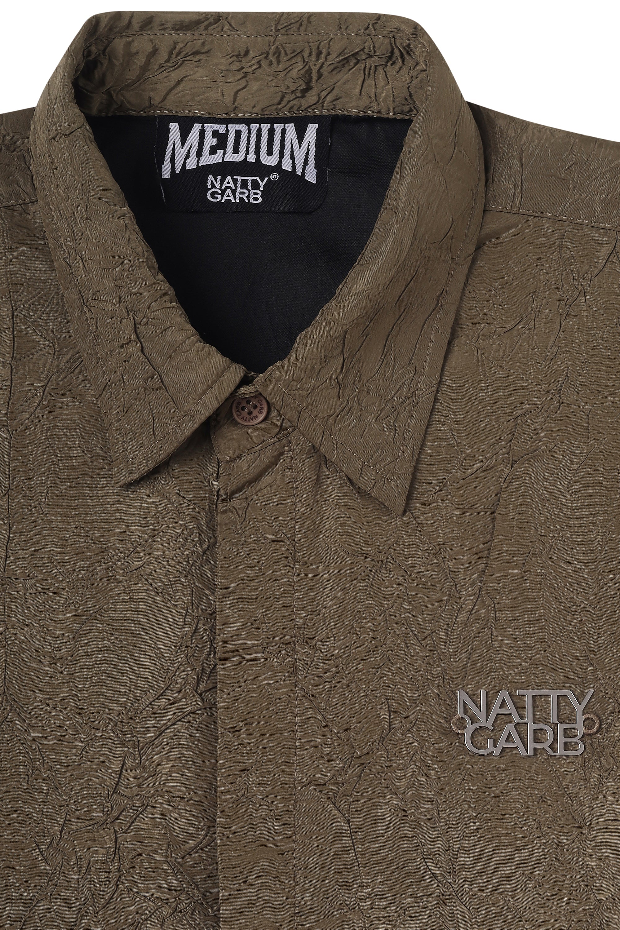 CRINKLED OLIVE GREEN SHIRT