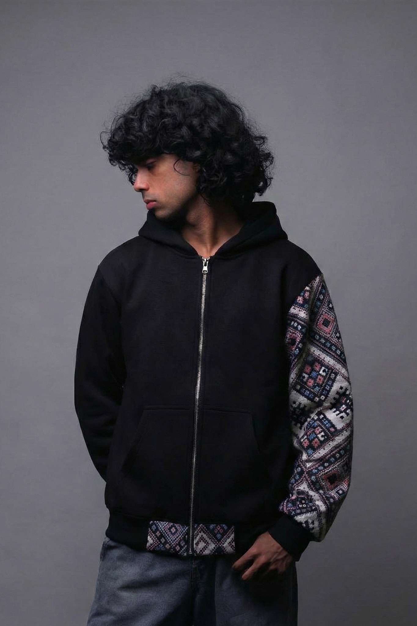Sullitt One Sleeve Jacquard Hoodie