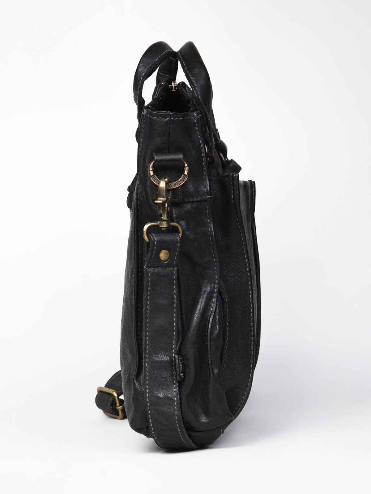 Gabriel :Cognac Veg Tanned Washed Leather Crossbody Bag by art n vintage