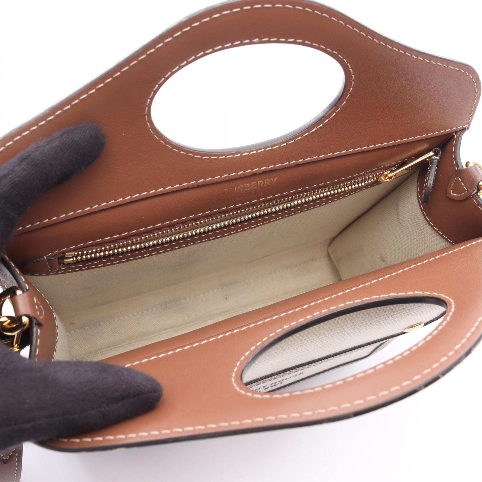 Burberry Leather Canvas Handbag