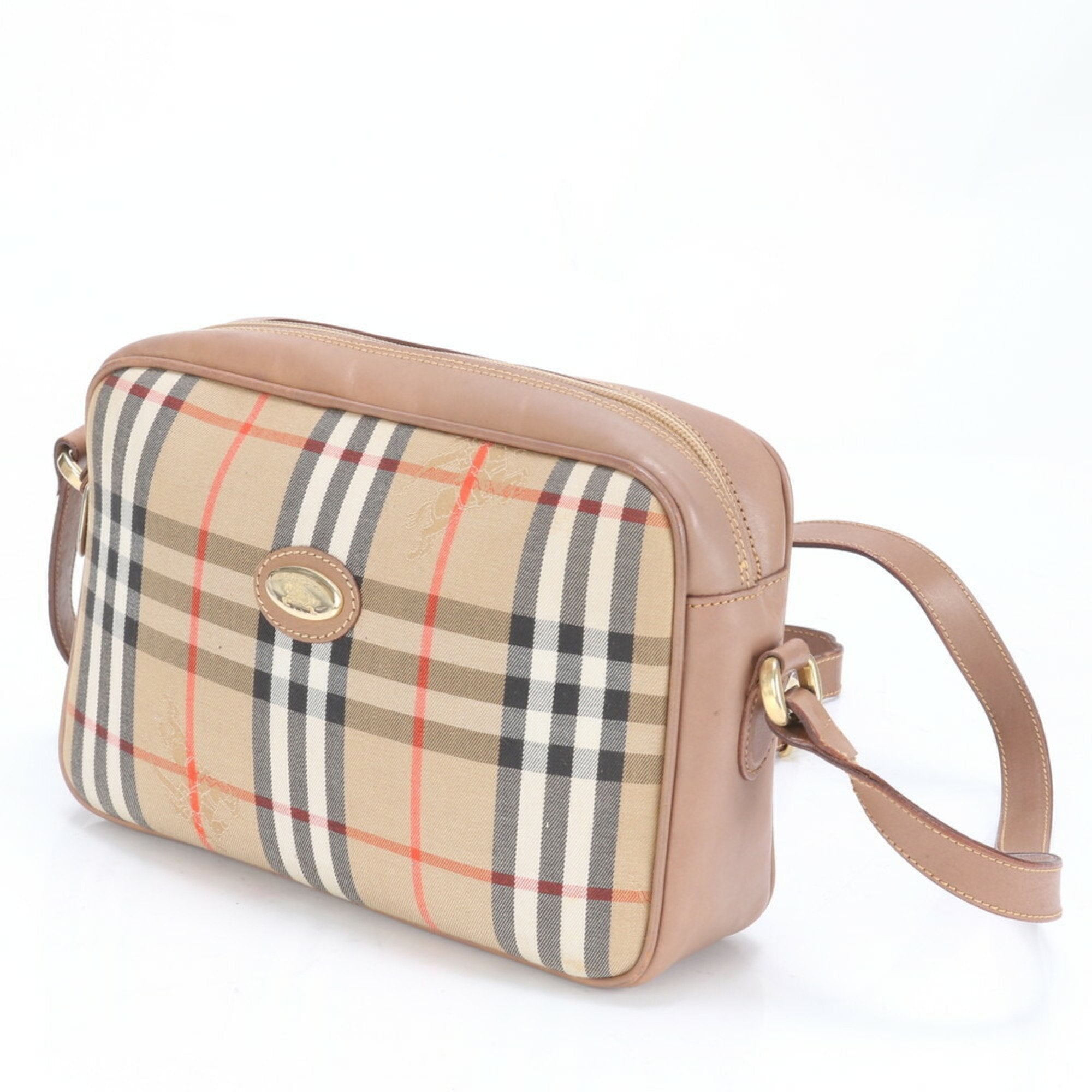 Burberry Leather Canvas Shoulder Bag (Pre-Owned)