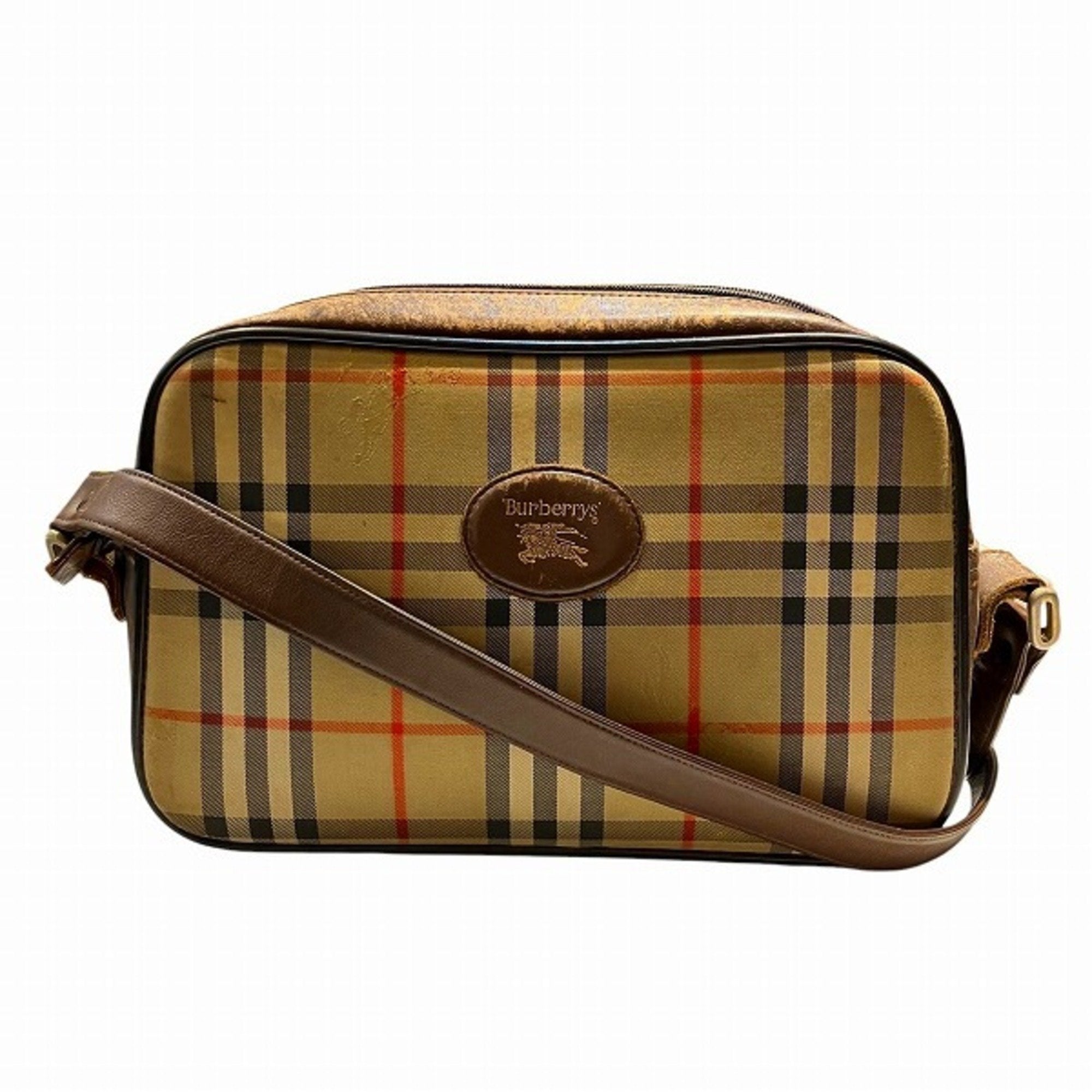 Burberry Canvas Leather Shoulder Bag (Pre-Owned)