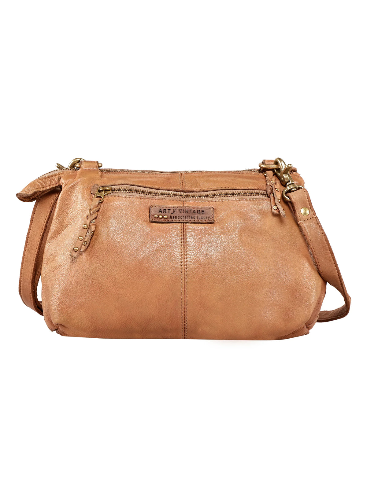 Art N Vintage Handcrafted Cognac Leather Crossbody Sling Bag