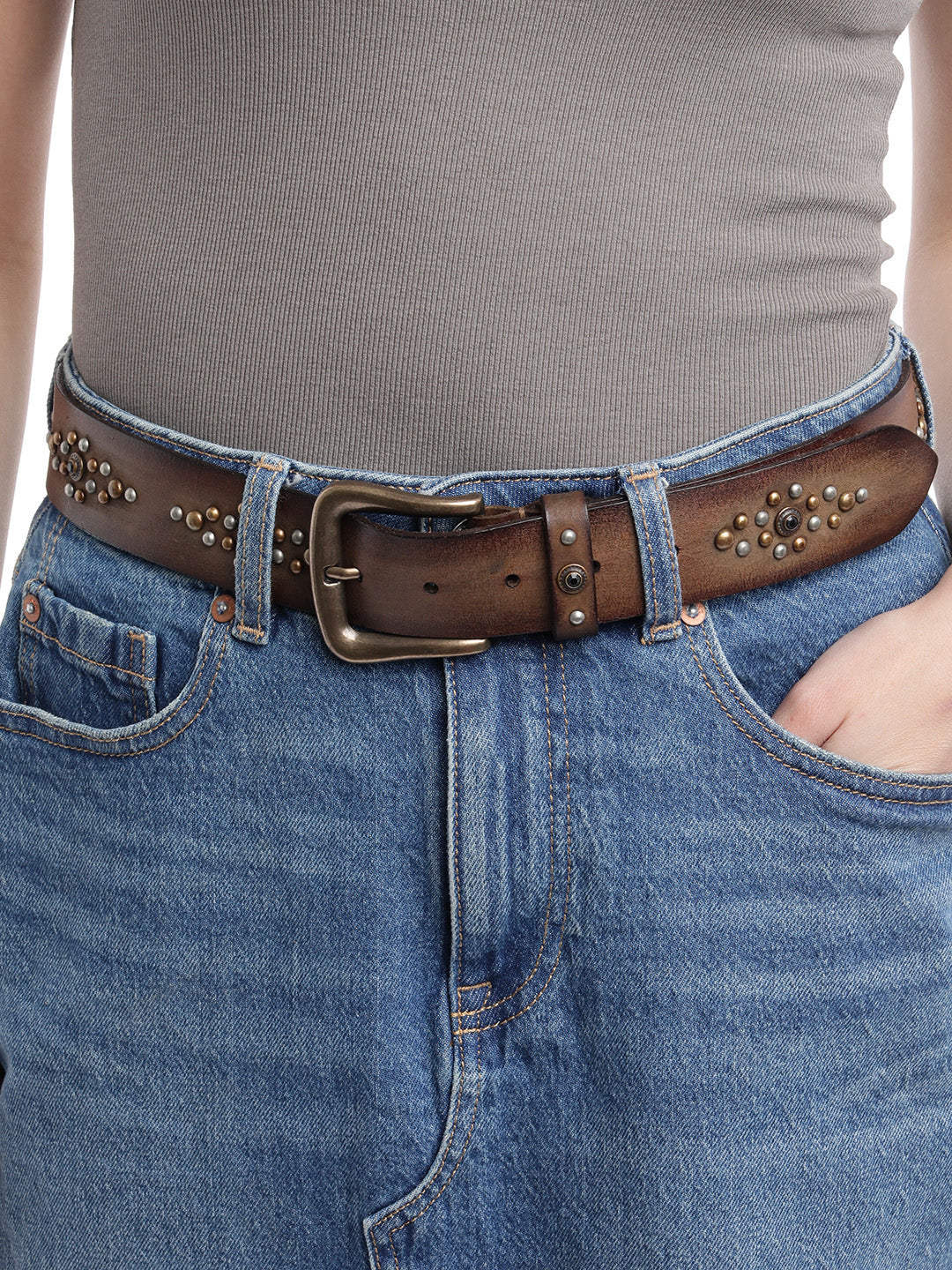 Brown Womens Genuine Leather Belt by Art N Vintage