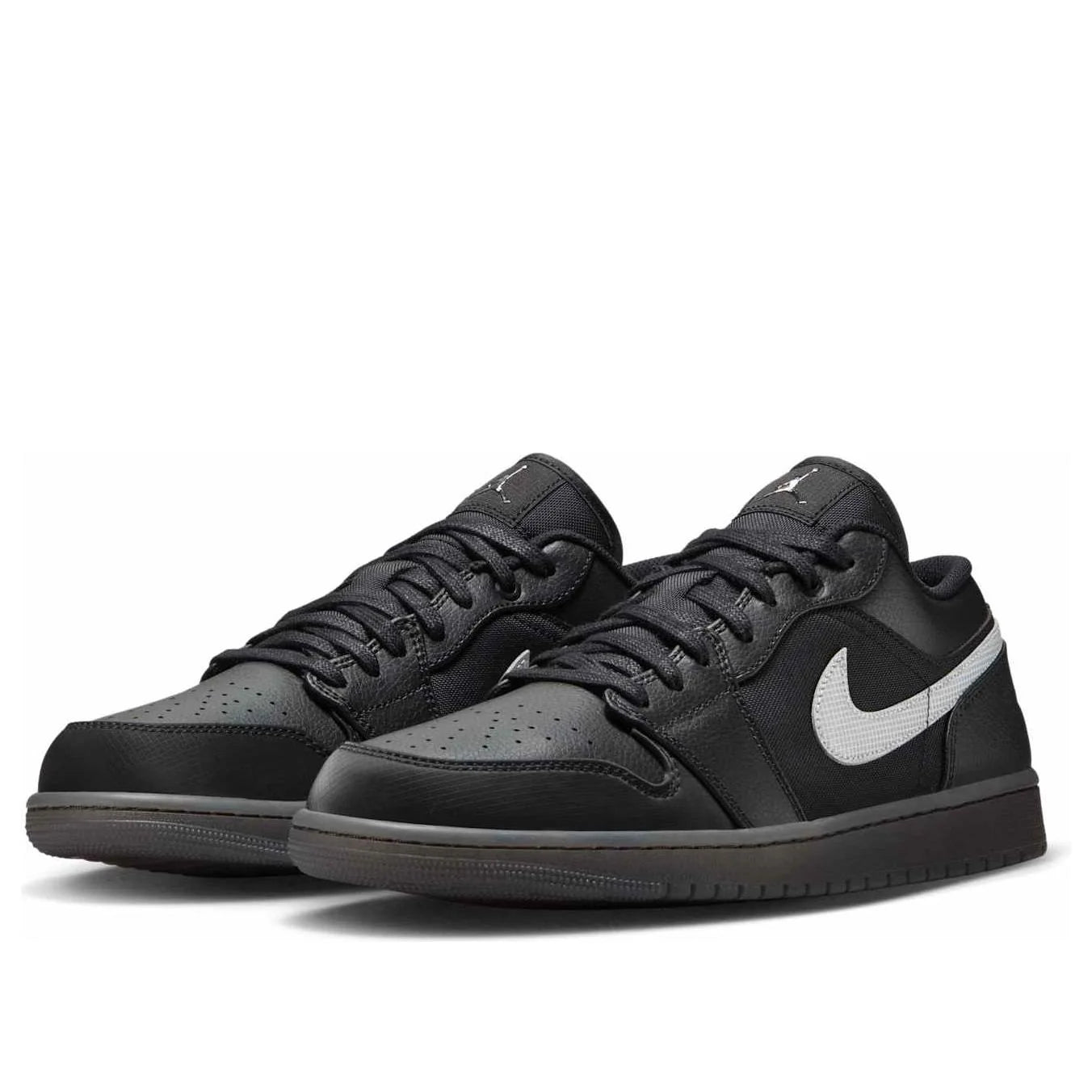 Air Jordan 1 Low Black White Dark Smoke Grey (REFLECTIVE SWOOSH)