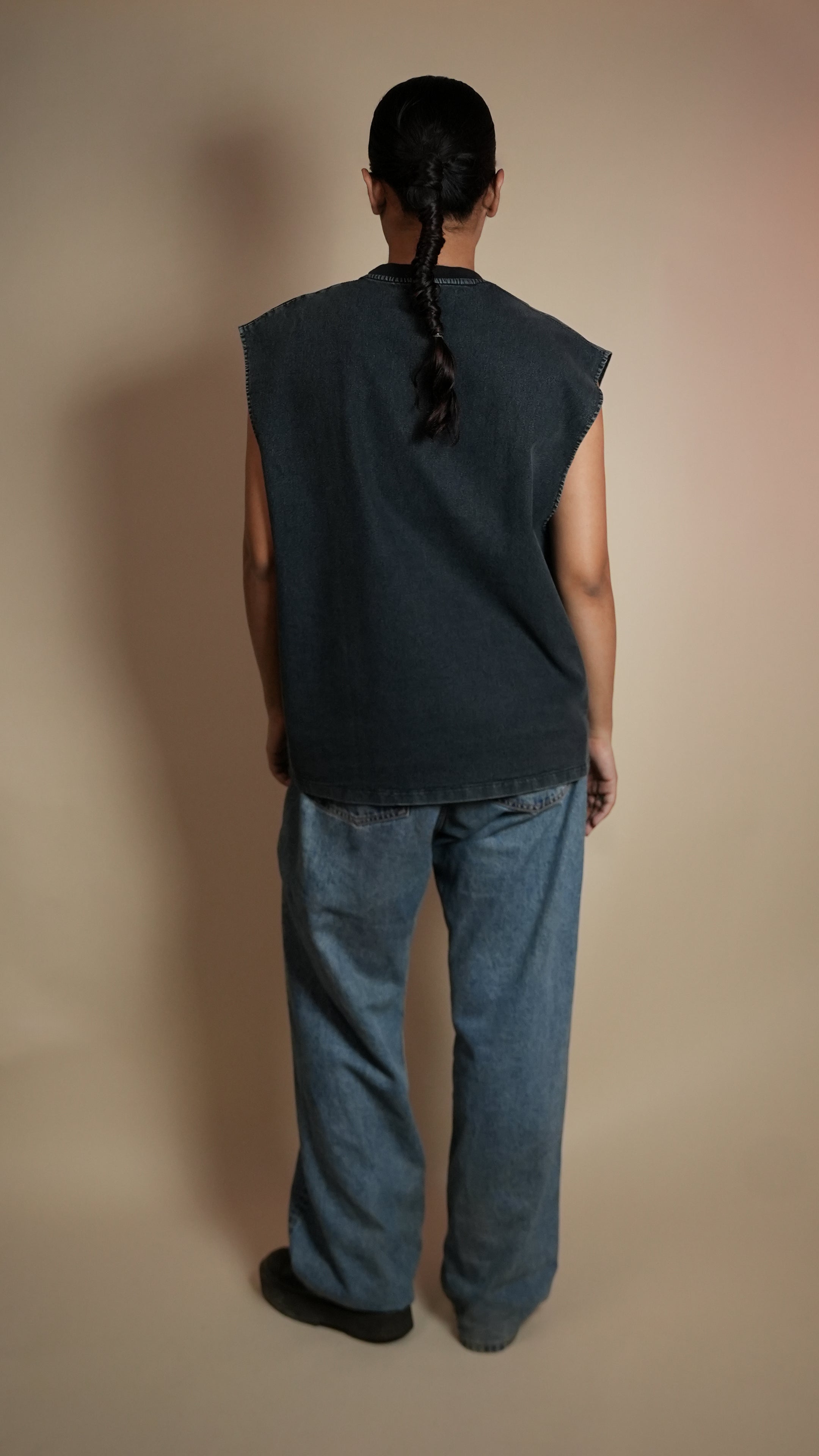 BLACK DENIM WOMEN'S TANK TOP