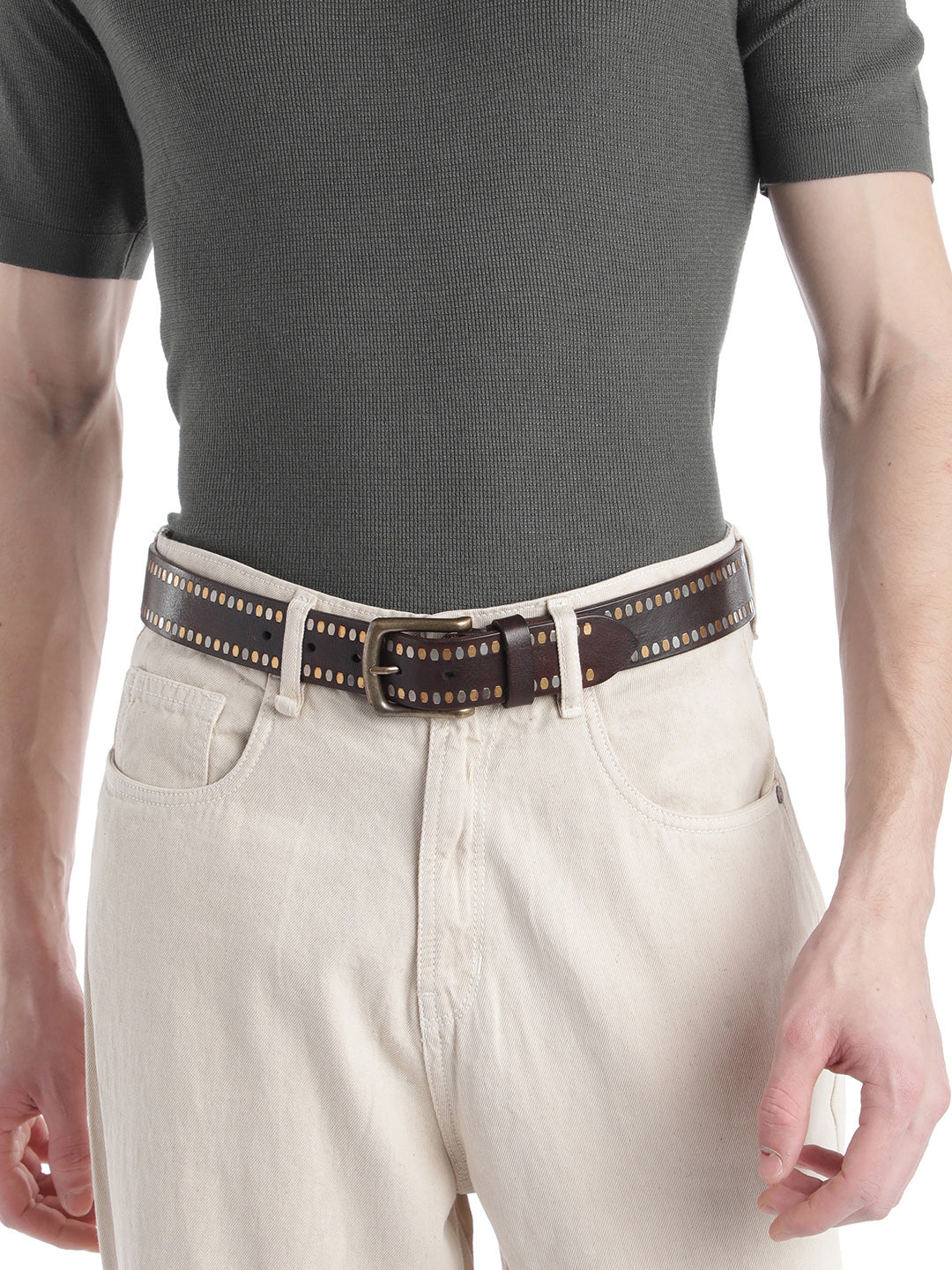 Black Studded Leather Belt by Art N Vintage