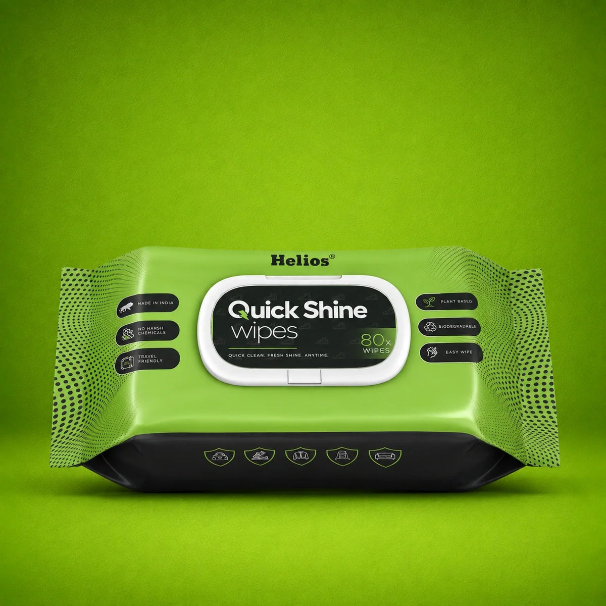 Helios Quick Shine Shoe Wipes Pack of 80