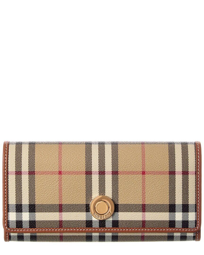 Burberry Check E-Canvas & Leather Wallet